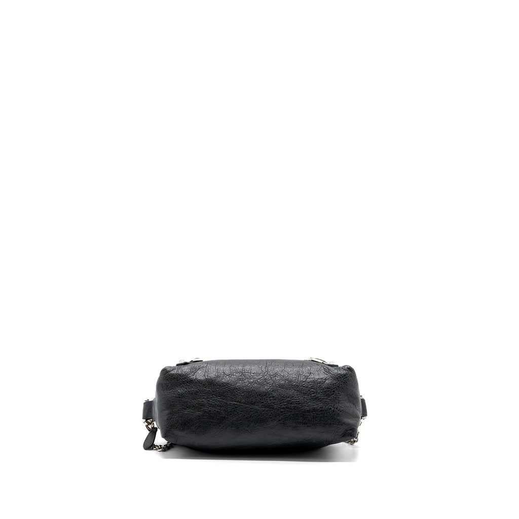 BALENCIAGA MINI CITY CROSSBODY CHAIN BAG LEATHER GREY SHW