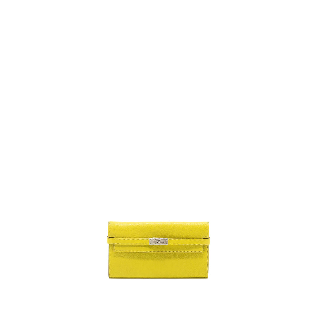 HERMES KELLY LONG WALLET CHEVRE MYSORE 9R LIME SHW