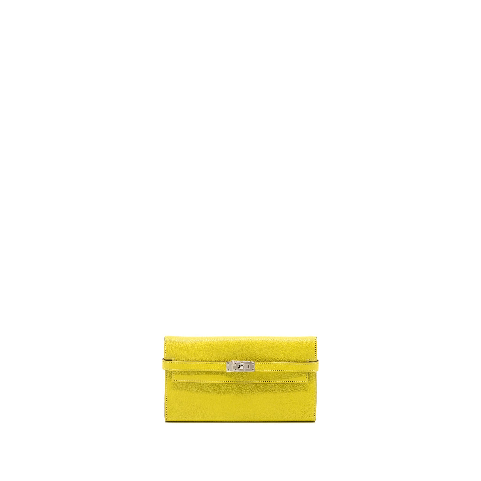 HERMES KELLY LONG WALLET CHEVRE MYSORE 9R LIME SHW