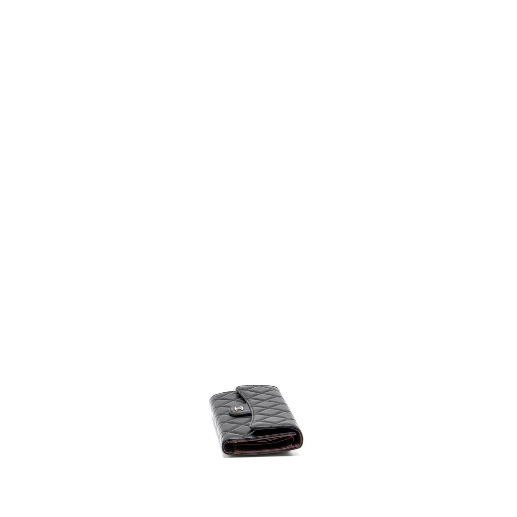 CHANEL CLASSIC COMPACT LONG WALLET LAMBSKIN BLACK SHW