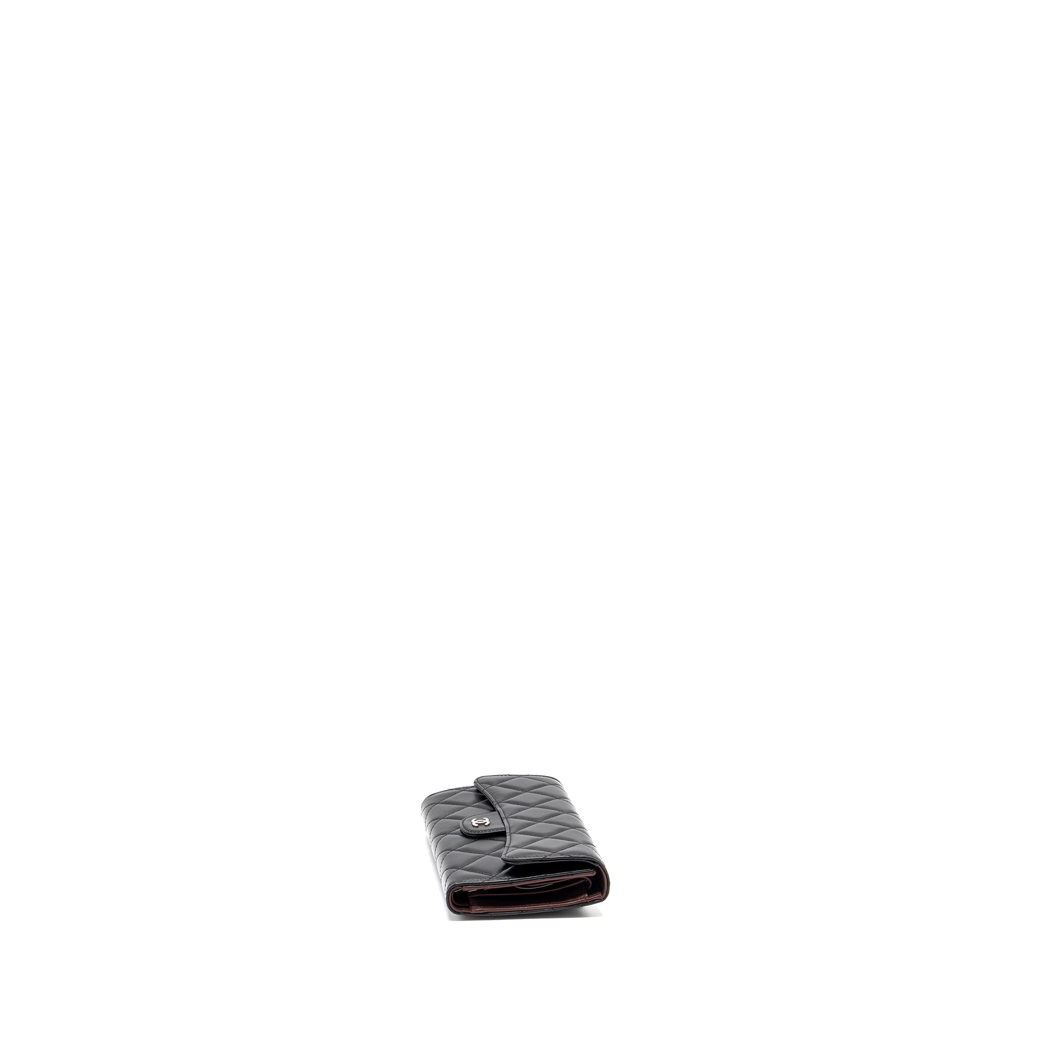 CHANEL CLASSIC COMPACT LONG WALLET LAMBSKIN BLACK SHW