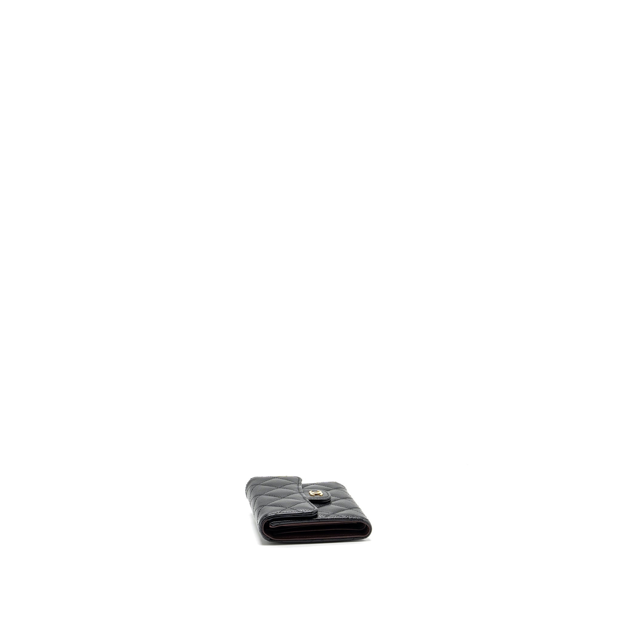 CHANEL CLASSIC COMPACT WALLET CAVIAR BLACK GHW(MICROCHIP)