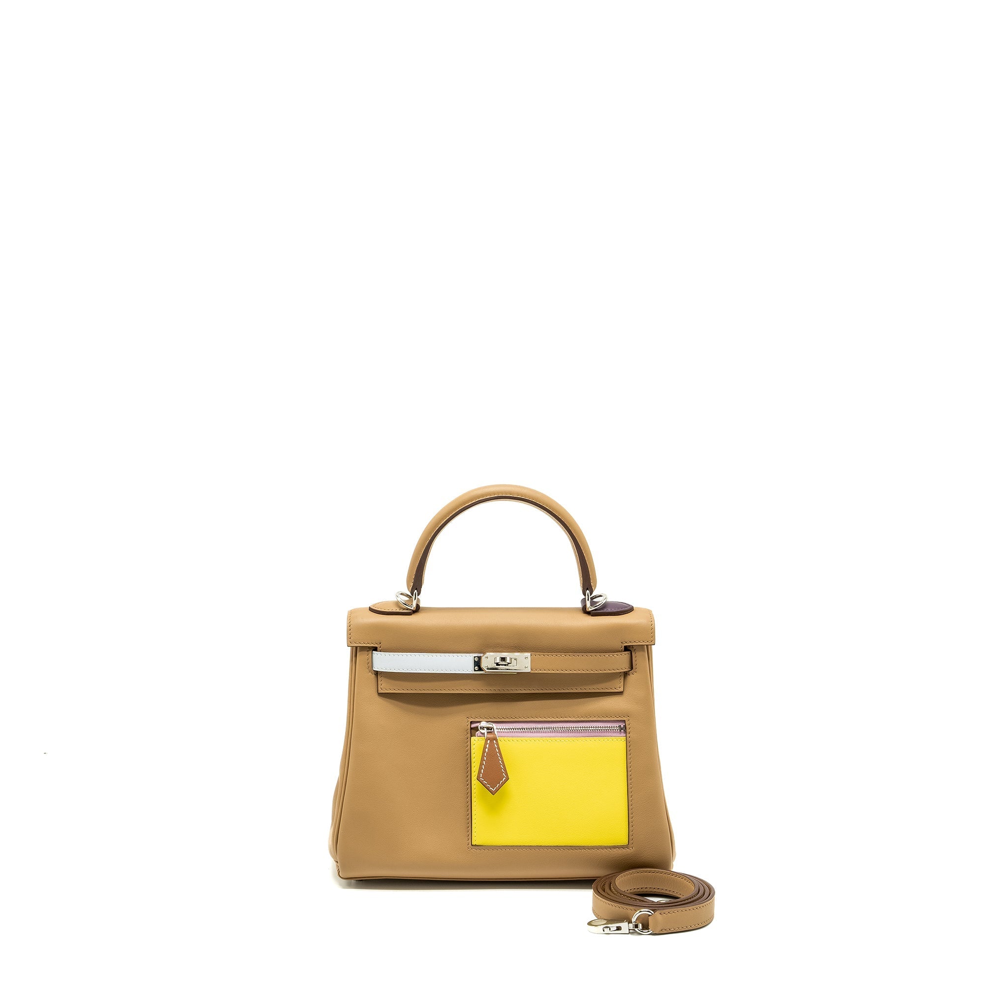 HERMES KELLY 25 COLORMATIC SWIFT CHAI / BLUE BRUME / LIME / MAUVE SYLVESTRE SHW