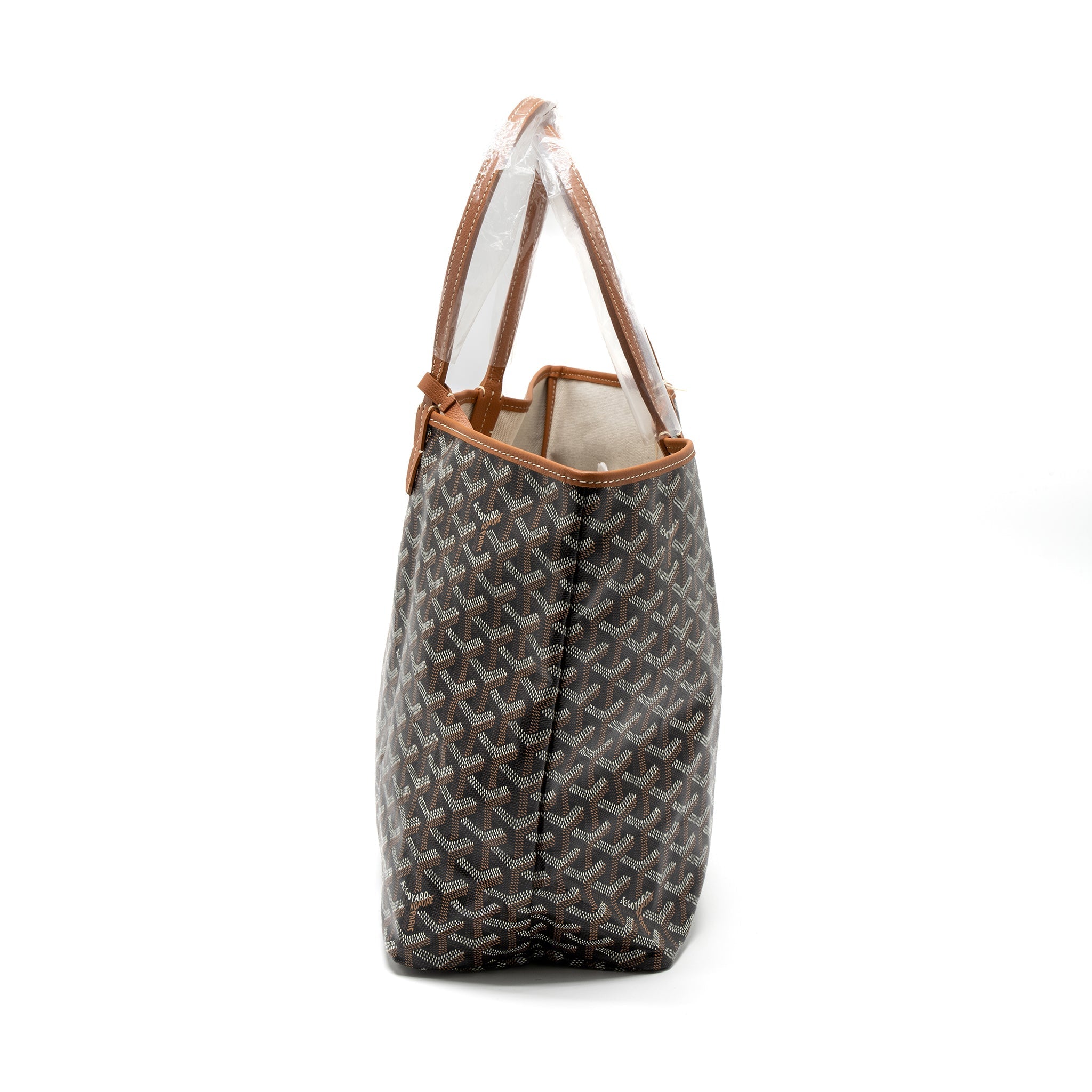 GOYARD SAINT LOUIS PM TOTE BAG GOYARDINE CANVAS BLACK/BROWN SHW