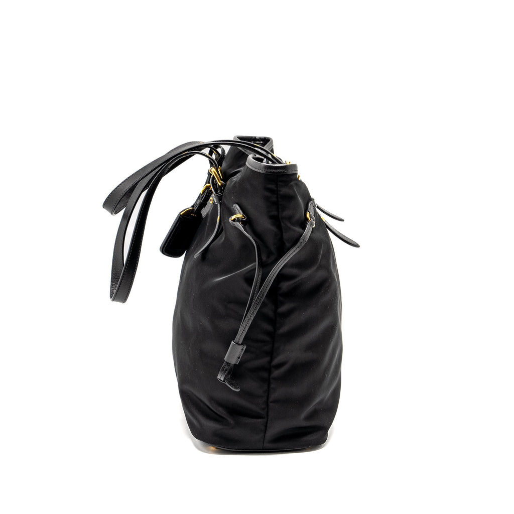 PRADA TOTE BAG CANVAS BLACK GHW