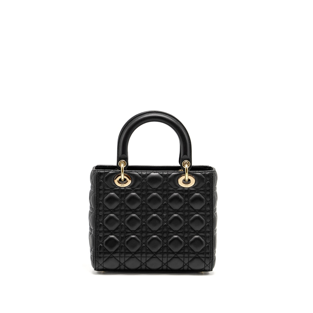 DIOR MEDIUM LADY DIOR LAMBSKIN BLACK LGHW