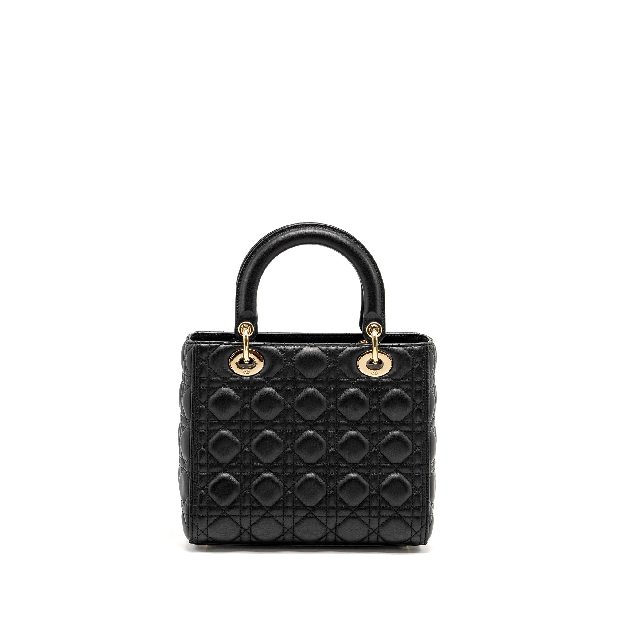 DIOR MEDIUM LADY DIOR LAMBSKIN BLACK LGHW