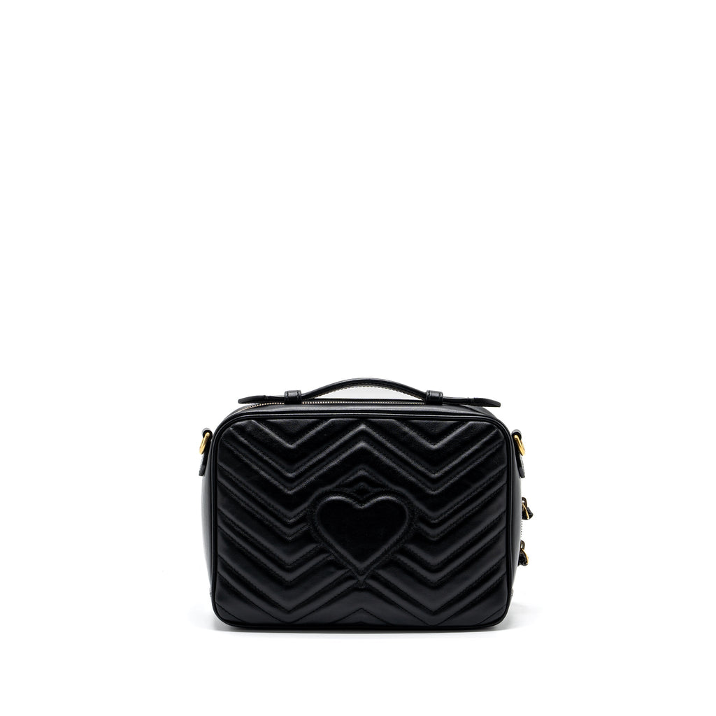 GUCCI GG MARMONT MATELASSE SHOULDER BAG CALFSKIN BLACK GHW