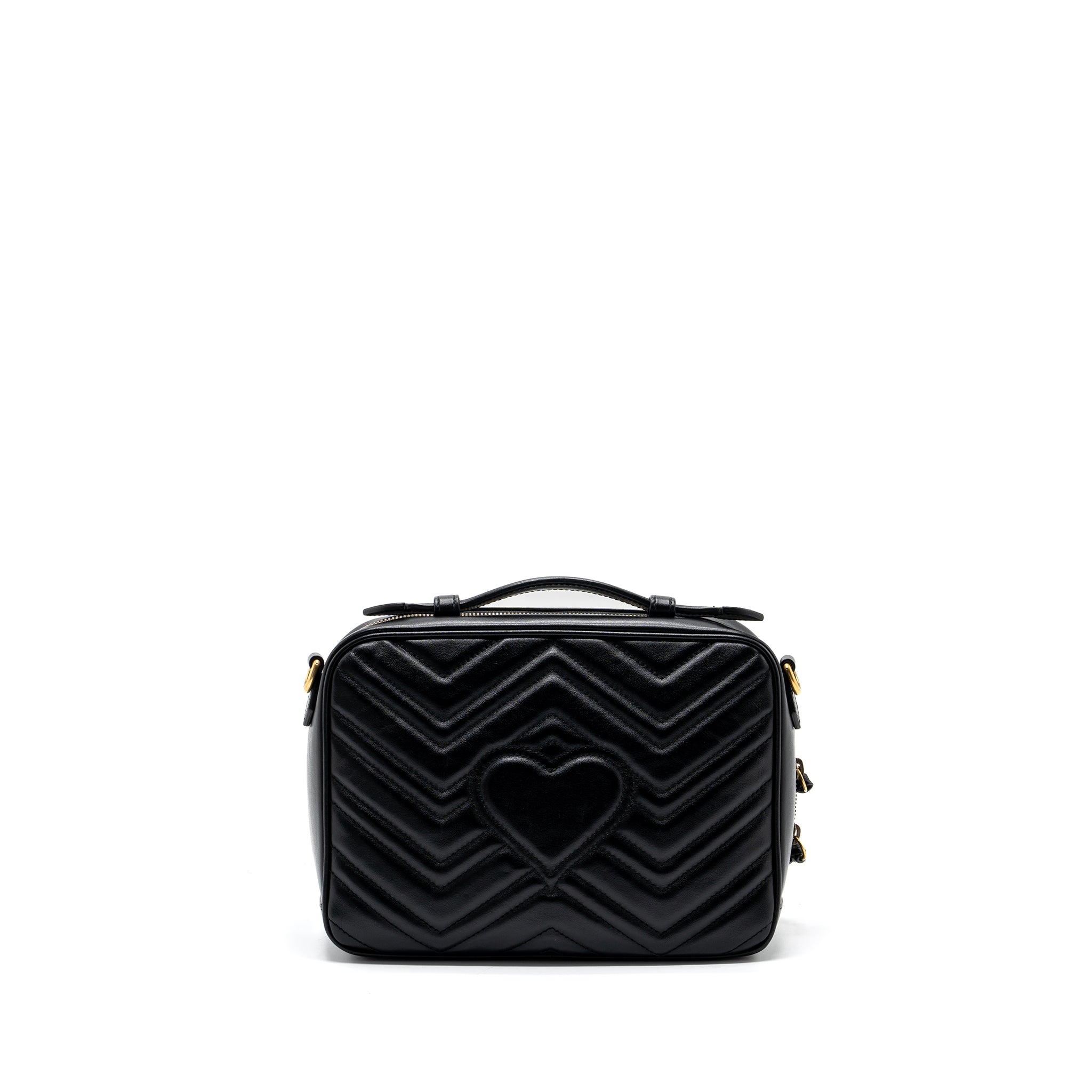 GUCCI GG MARMONT MATELASSE SHOULDER BAG CALFSKIN BLACK GHW