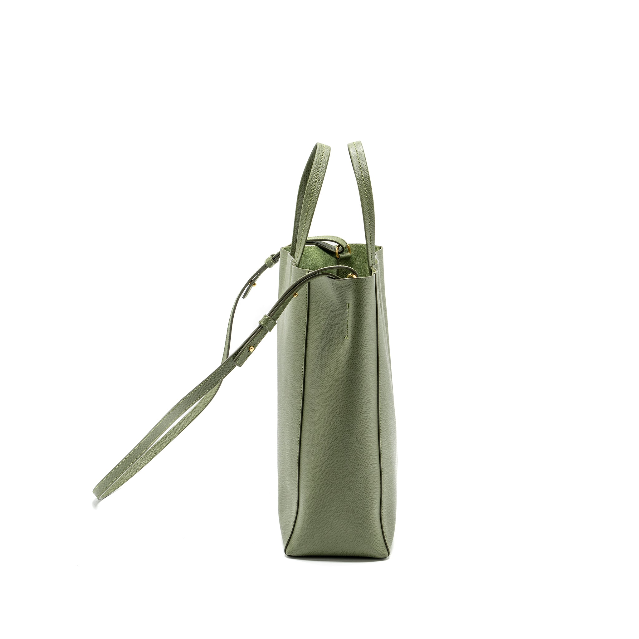 CELINE VERTICAL CABAS TOTE BAG GRAINED CALFSKIN GREEN GHW
