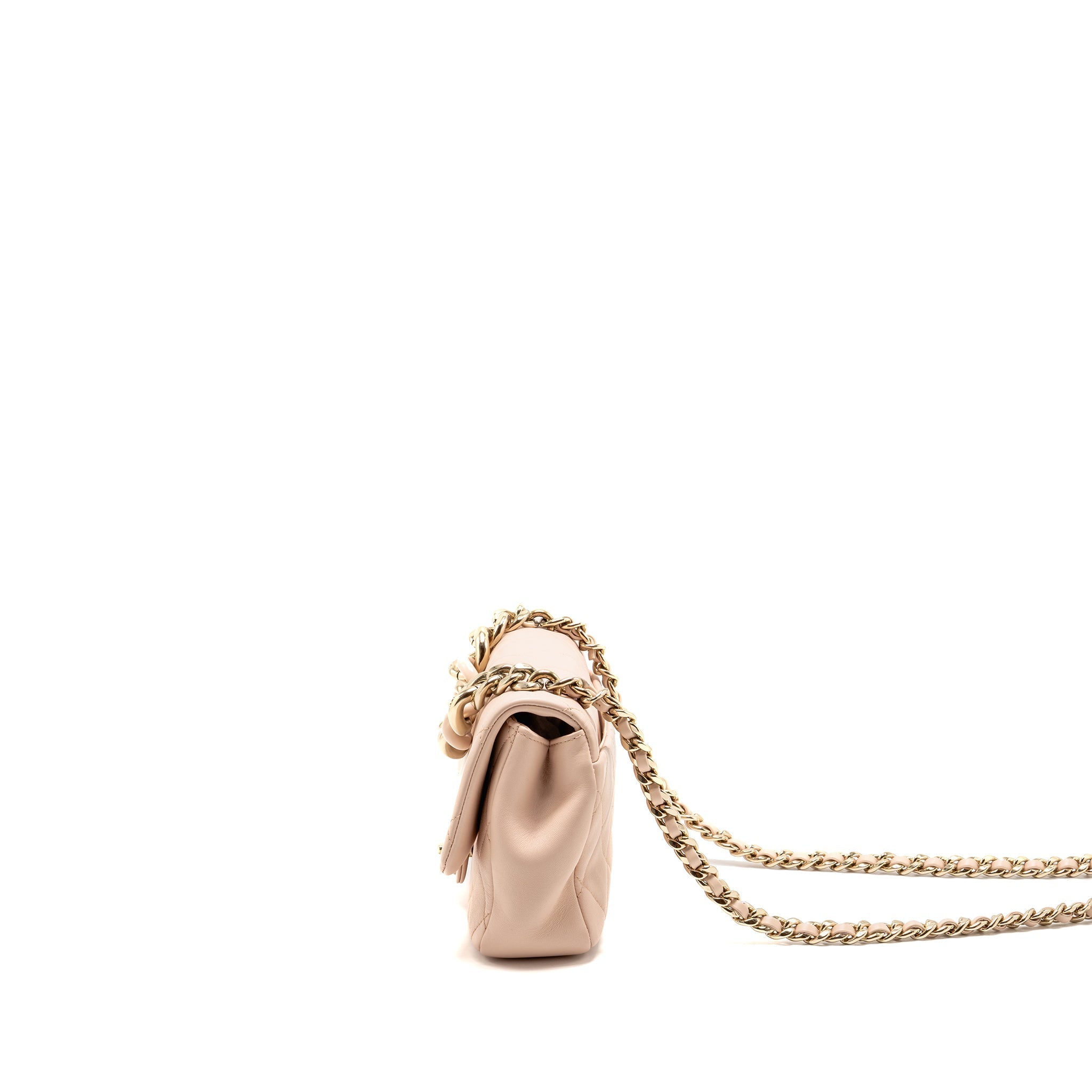 CHANEL GIANT TOP HANDLE RECTANGULAR FLAP BAG LAMBSKIN PINK LGHW (MICROCHIP)