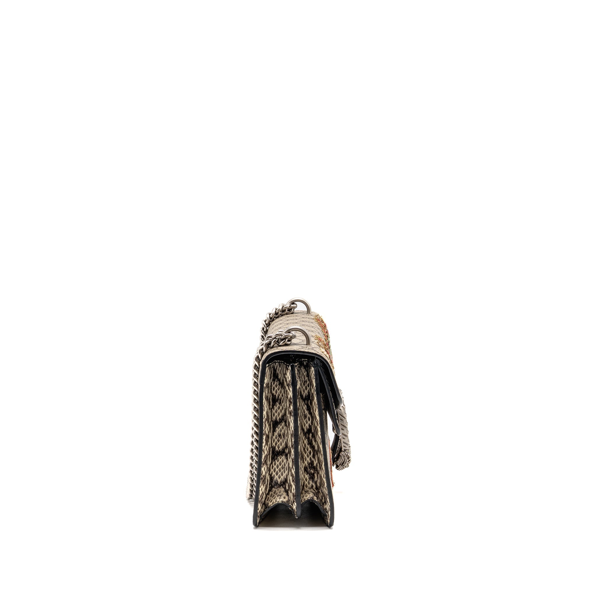 GUCCI SMALL ELEPHANT EMBROIDERED DIONYSUS SHOULDER BAG GG SUPREME CANVAS/LEATHER BEIGE/MULTICOLOUR SHW