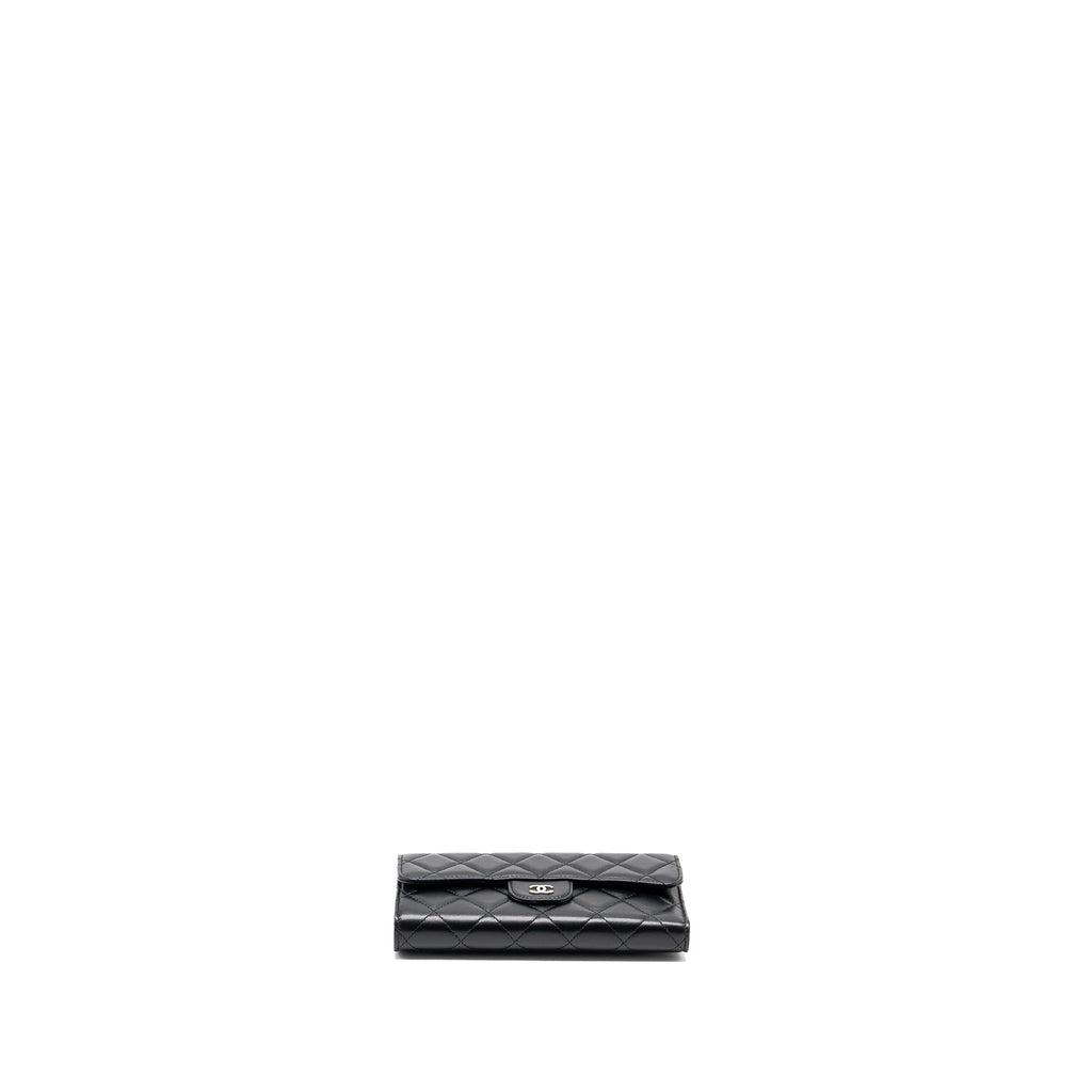 CHANEL CLASSIC COMPACT LONG WALLET LAMBSKIN BLACK SHW