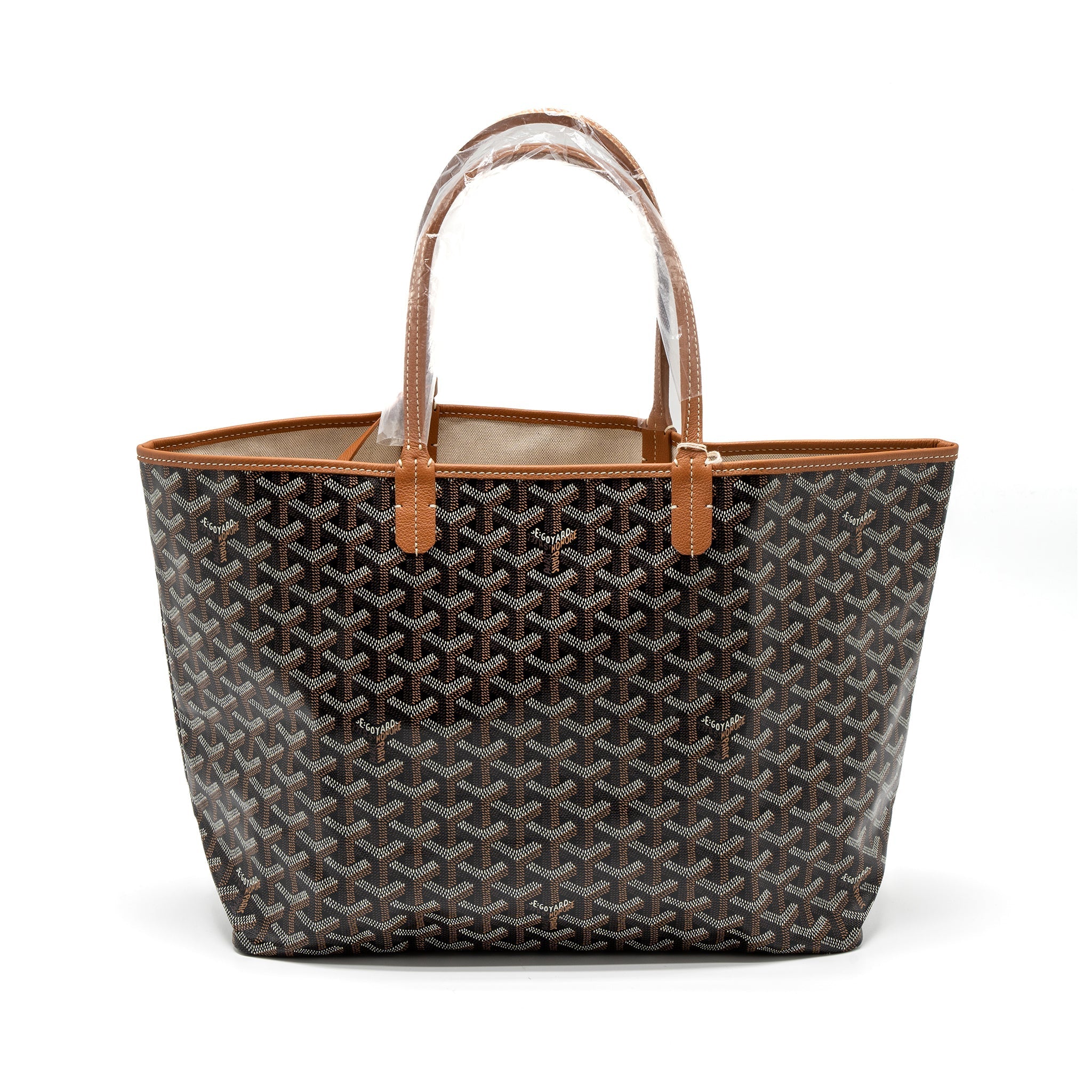 GOYARD SAINT LOUIS PM TOTE BAG GOYARDINE CANVAS BLACK/BROWN SHW