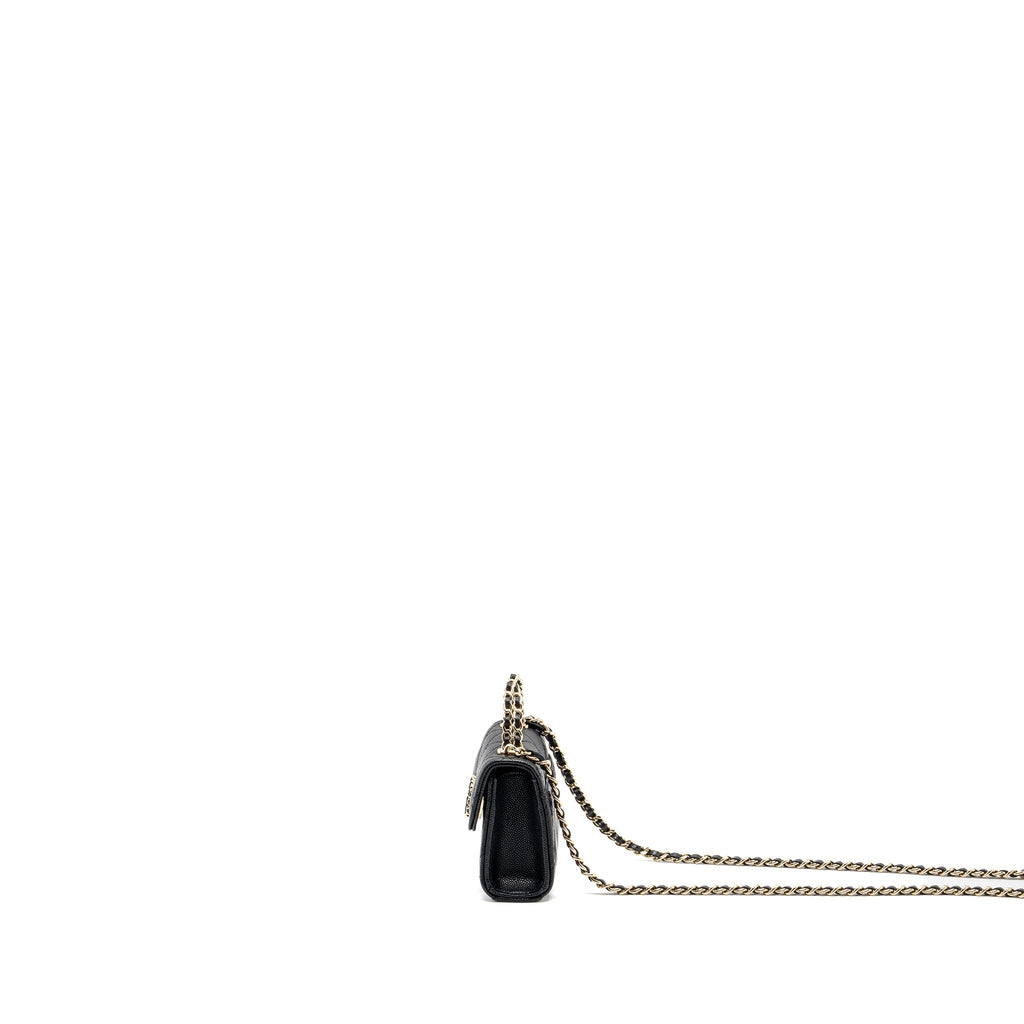 CHANEL TOP HANDLE MINI FLAP BAG CAVIAR BLACK LGHW (MICROCHIP)