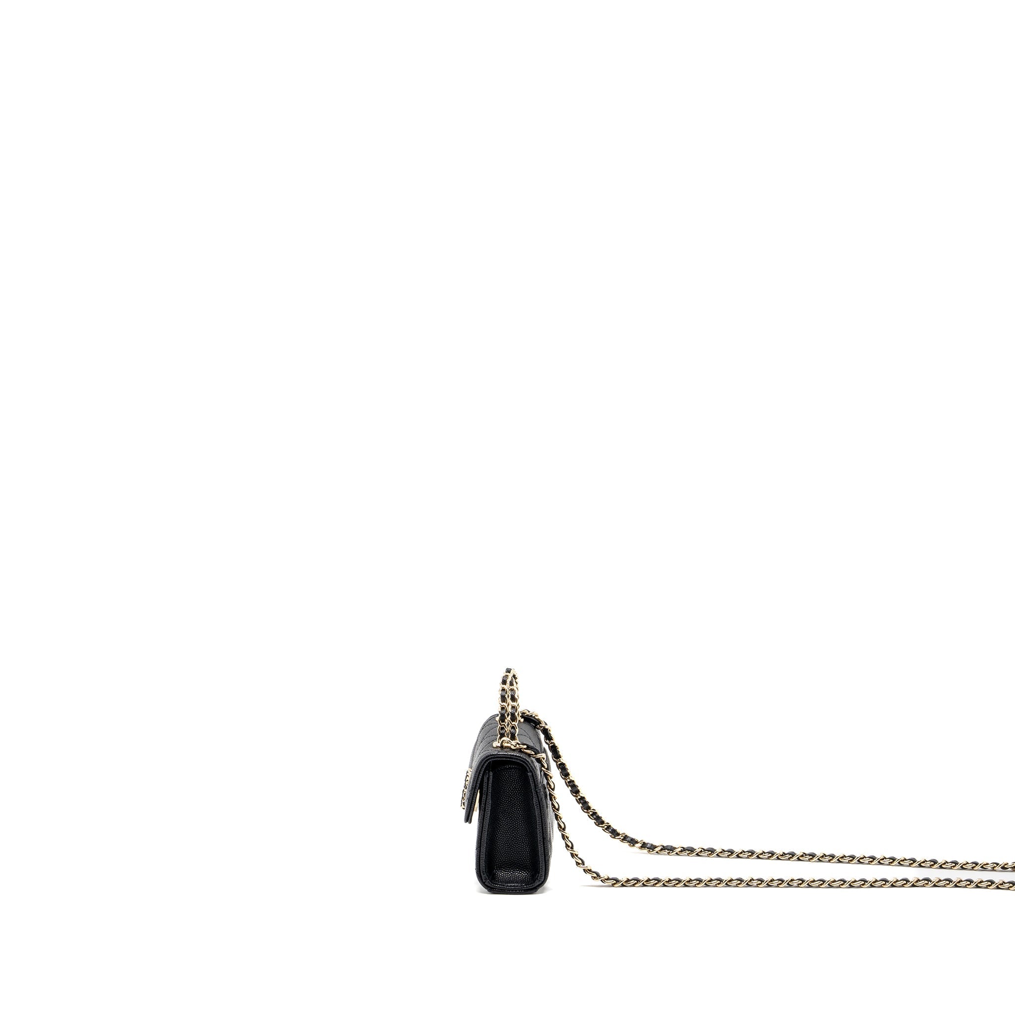 CHANEL TOP HANDLE MINI FLAP BAG CAVIAR BLACK LGHW (MICROCHIP)