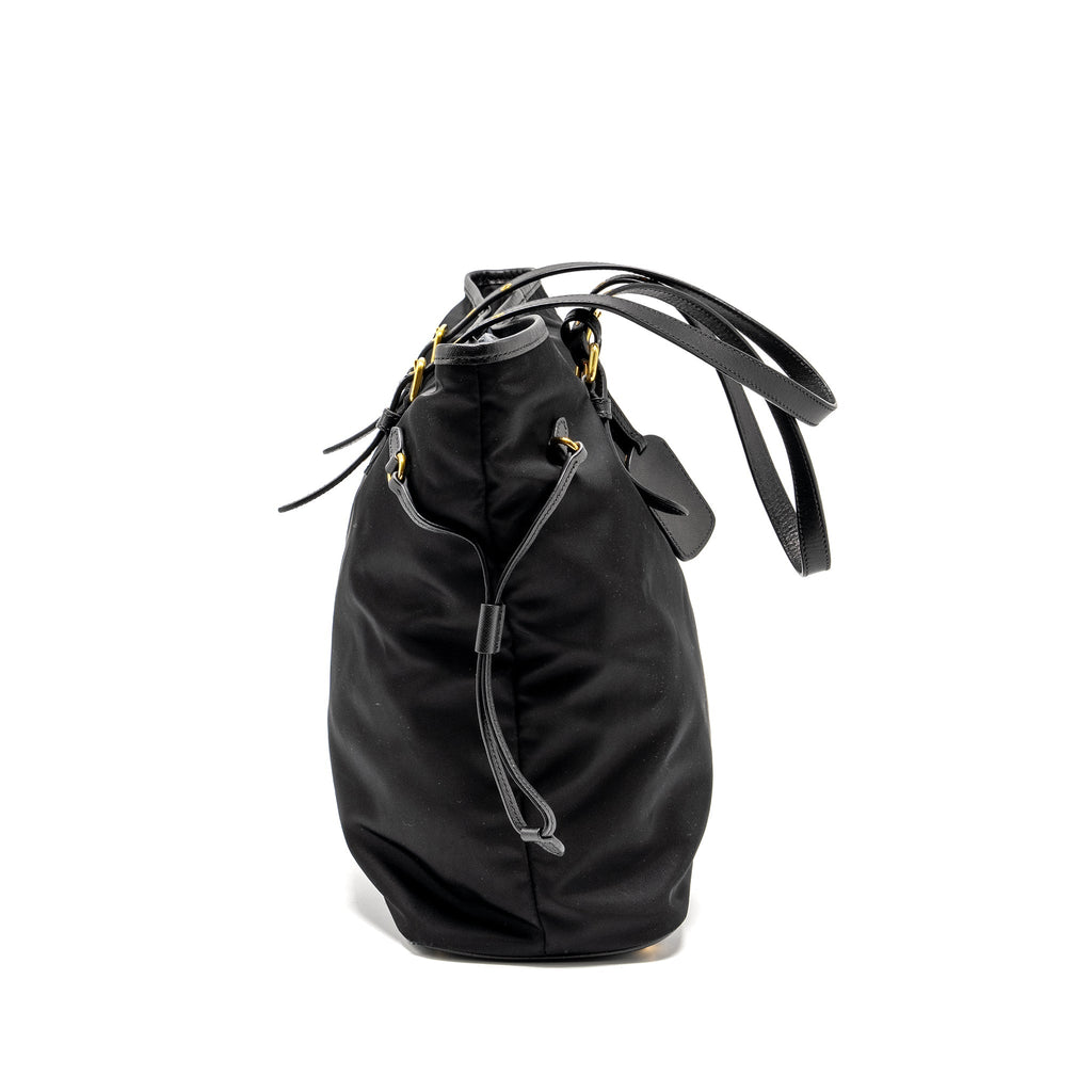 PRADA TOTE BAG CANVAS BLACK GHW