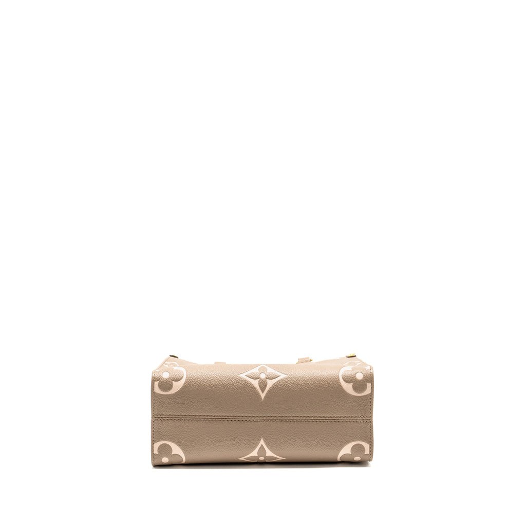 LOUIS VUITTON ONTHEGO PM BICOLOUR MONOGRAM EMPREINTE LEATHER TOURTERELLE/CREME GHW