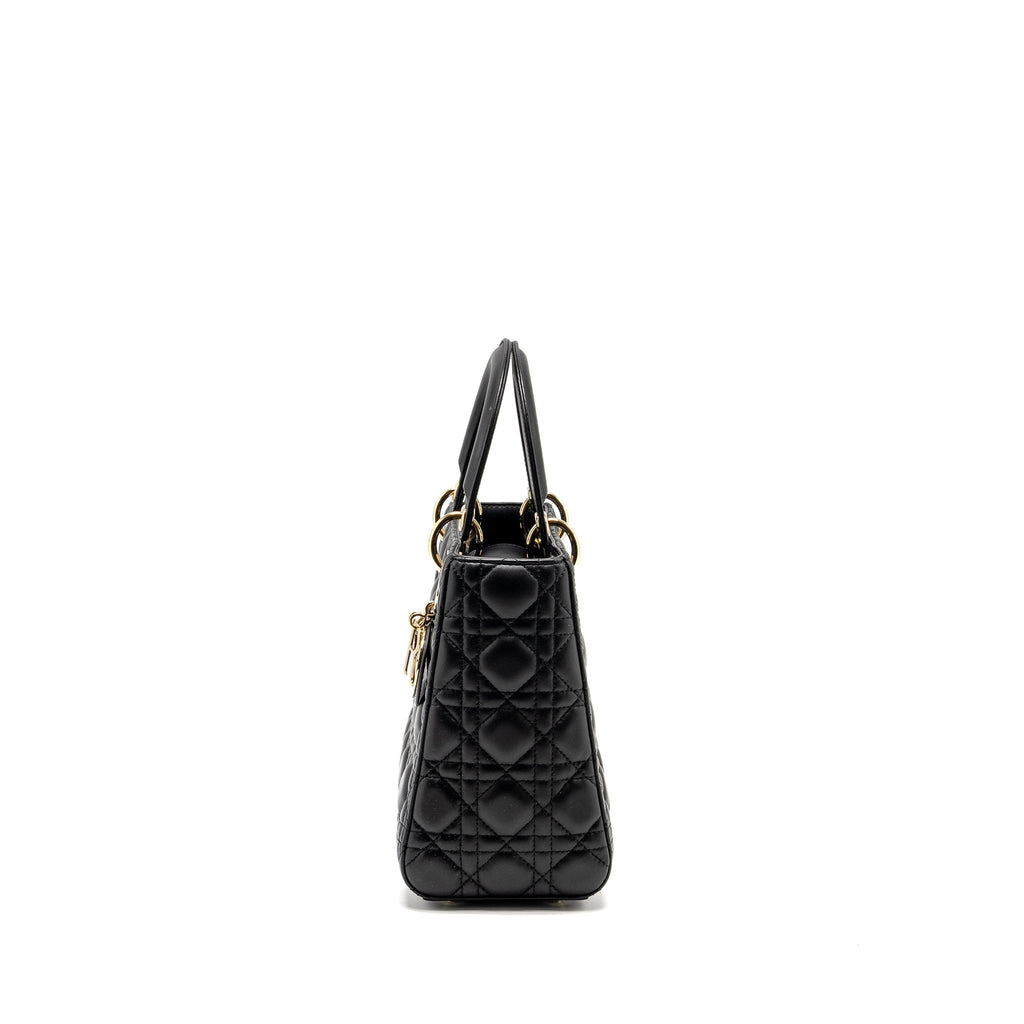 DIOR MEDIUM LADY DIOR LAMBSKIN BLACK LGHW