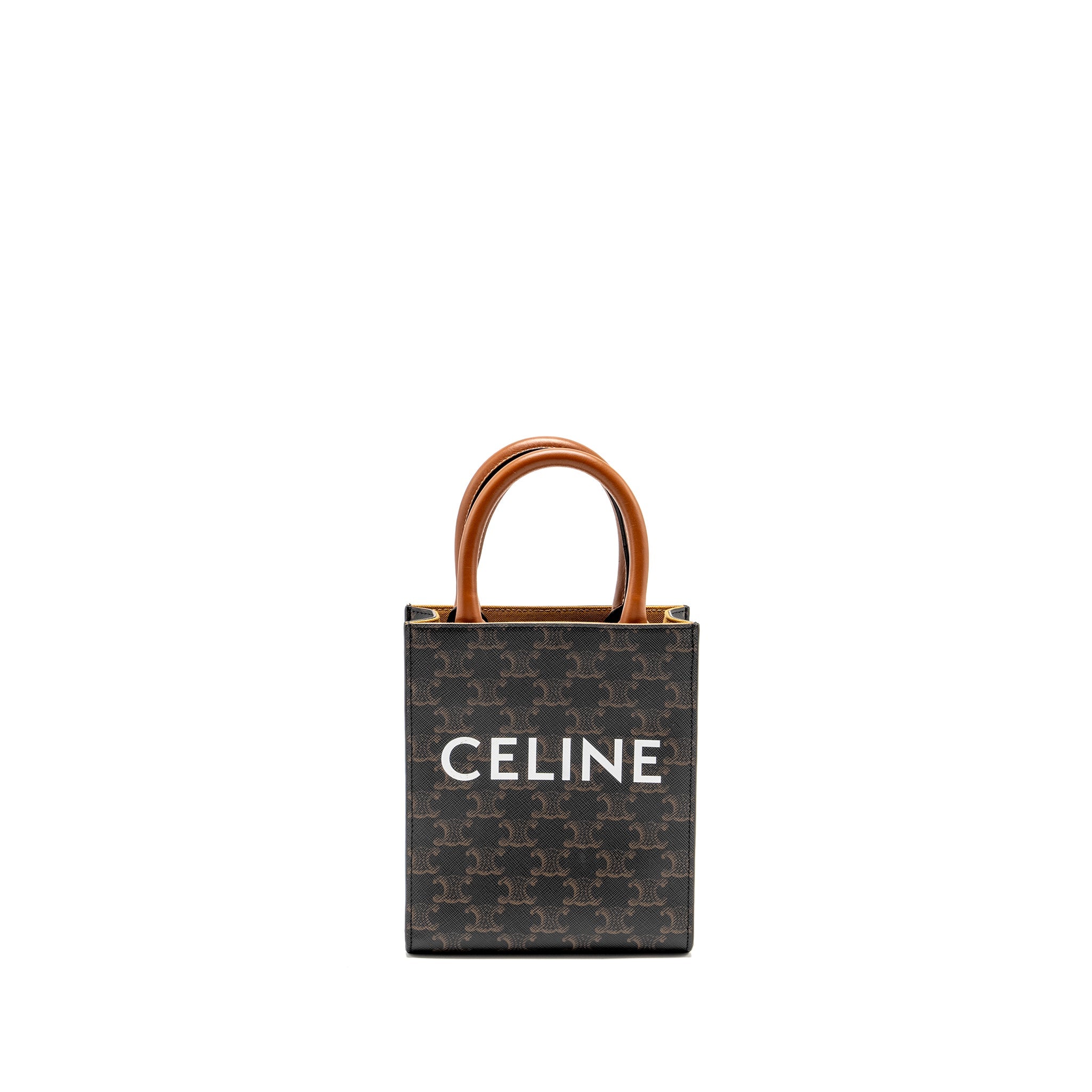 CELINE MINI VERTICAL CABAS TRIOMPHE CANVAS BROWN / MULTICOLOUR GHW