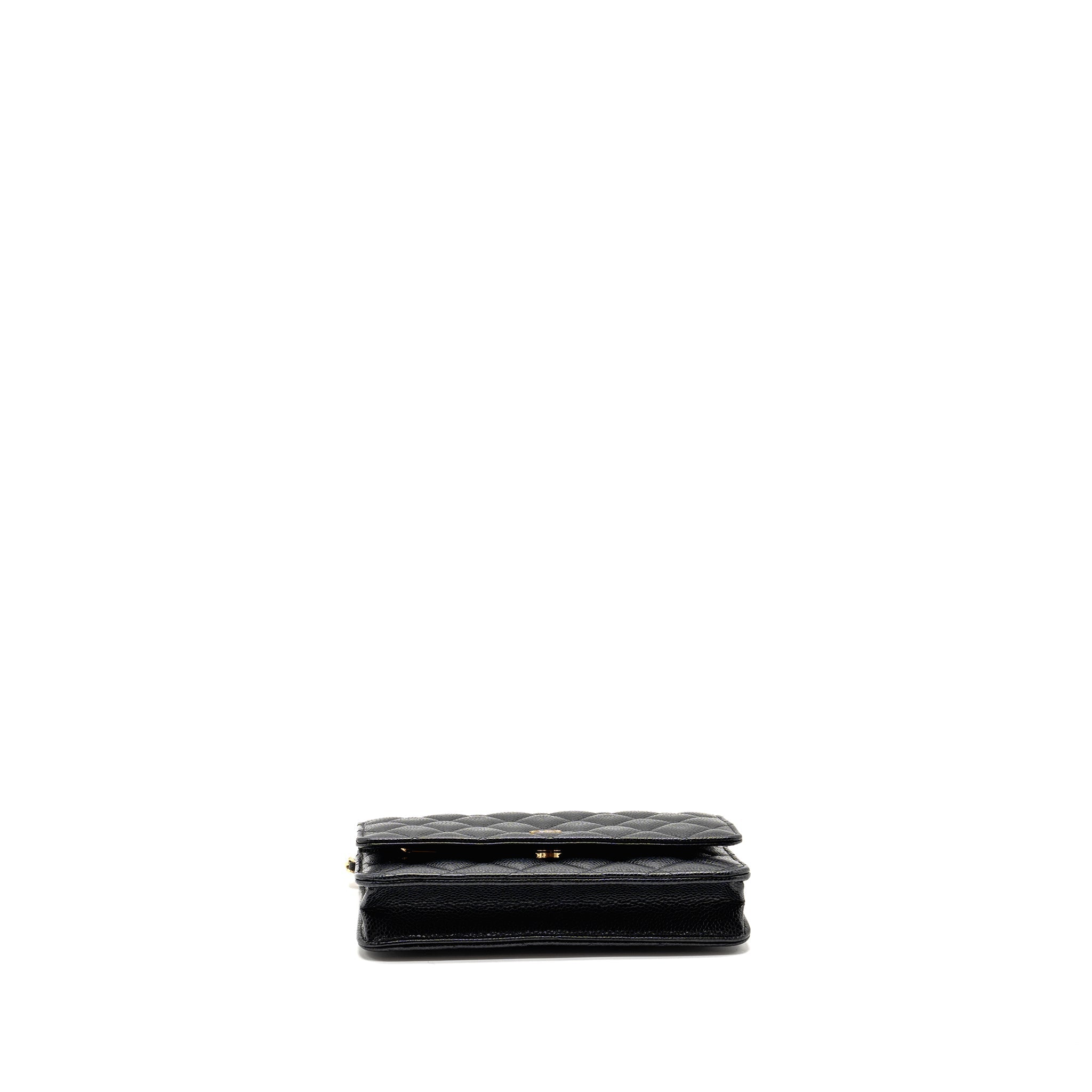 CHANEL CLASSIC WALLET ON CHAIN CAVIAR BLACK GHW (MICROCHIP)