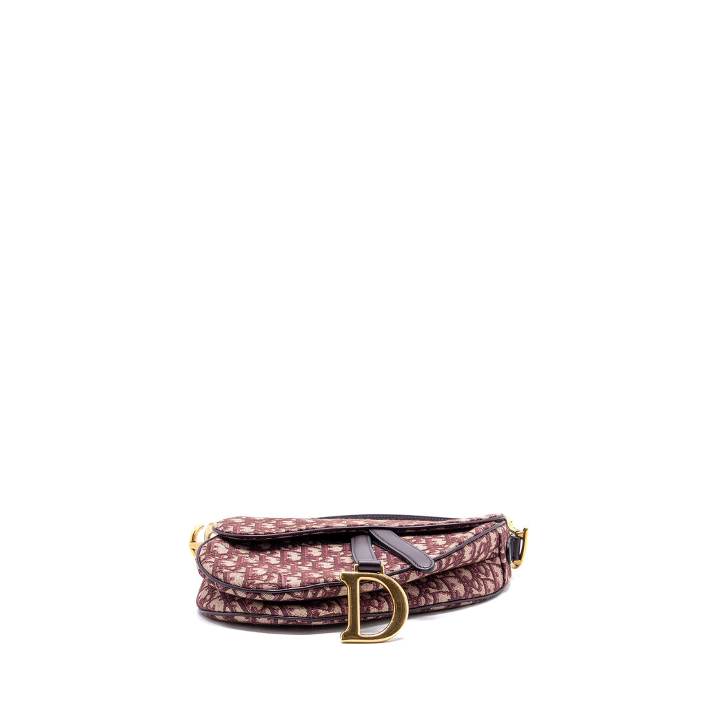 DIOR MEDIUM SADDLE BAG RED OBLIQUE EMBROIDERY GHW WITH AN EXTRA DIOR STRAP