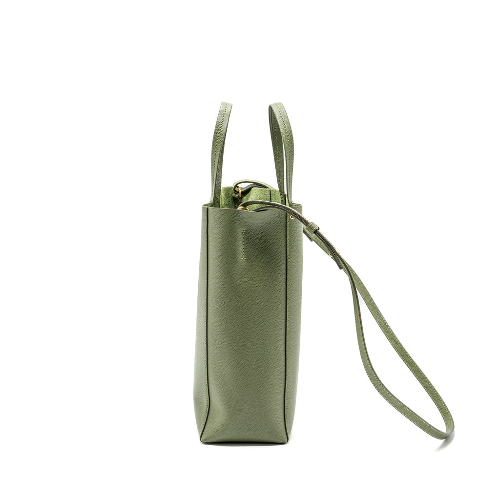 CELINE VERTICAL CABAS TOTE BAG GRAINED CALFSKIN GREEN GHW