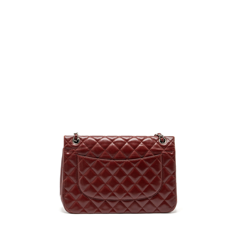 CHANEL CLASSIC JUMBO DOUBLE FLAP BAG CAVIAR DARK RED SHW