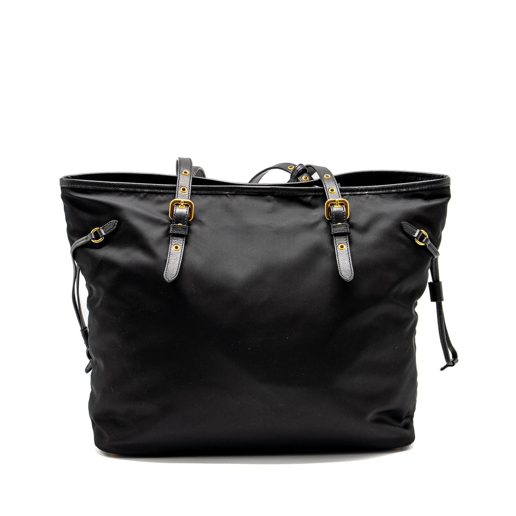 PRADA TOTE BAG CANVAS BLACK GHW