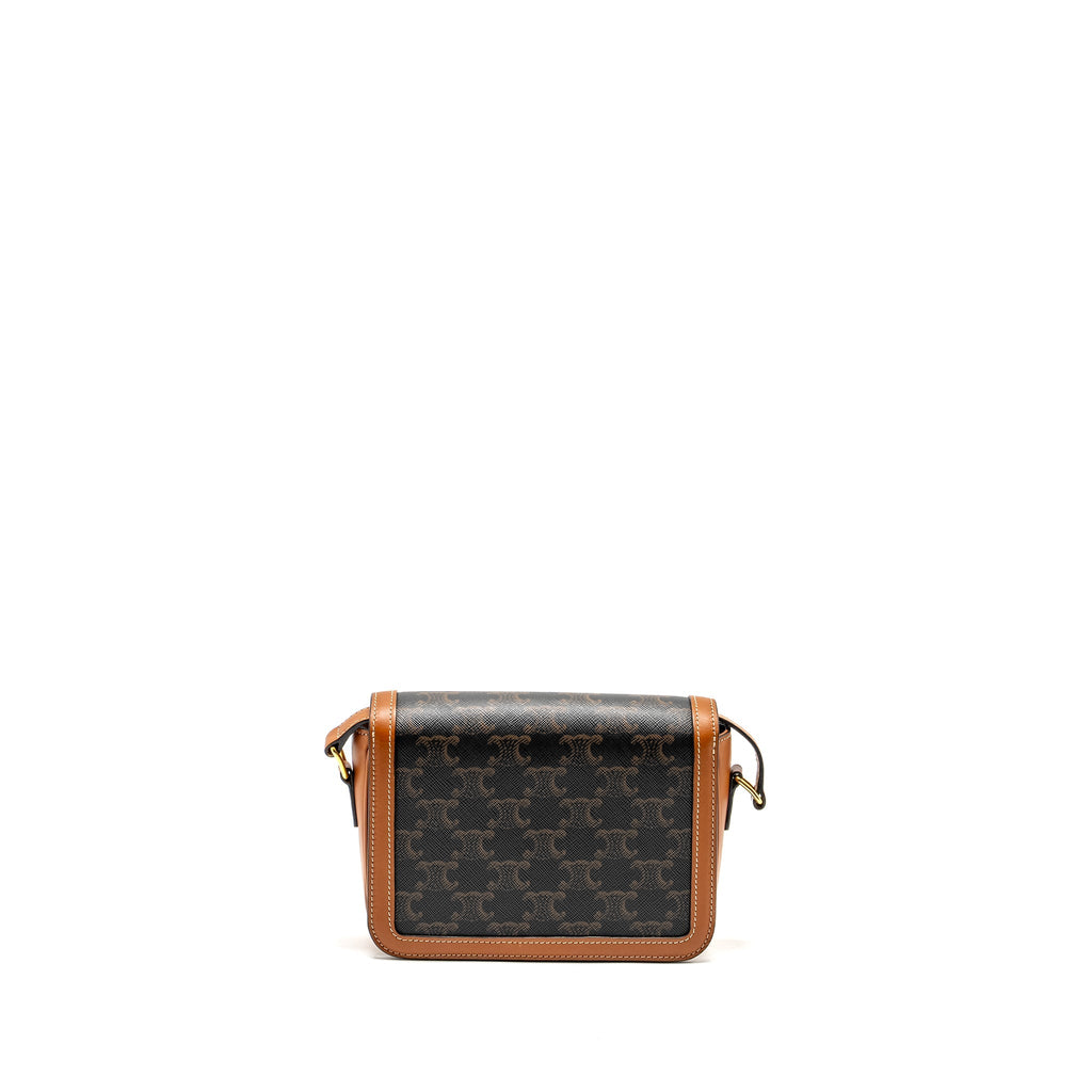 CELINE TEEN TRIOMPHE BAG IN TRIOMPHE CANVAS / CALFSKIN BROWN / MULTICOLOUR GHW