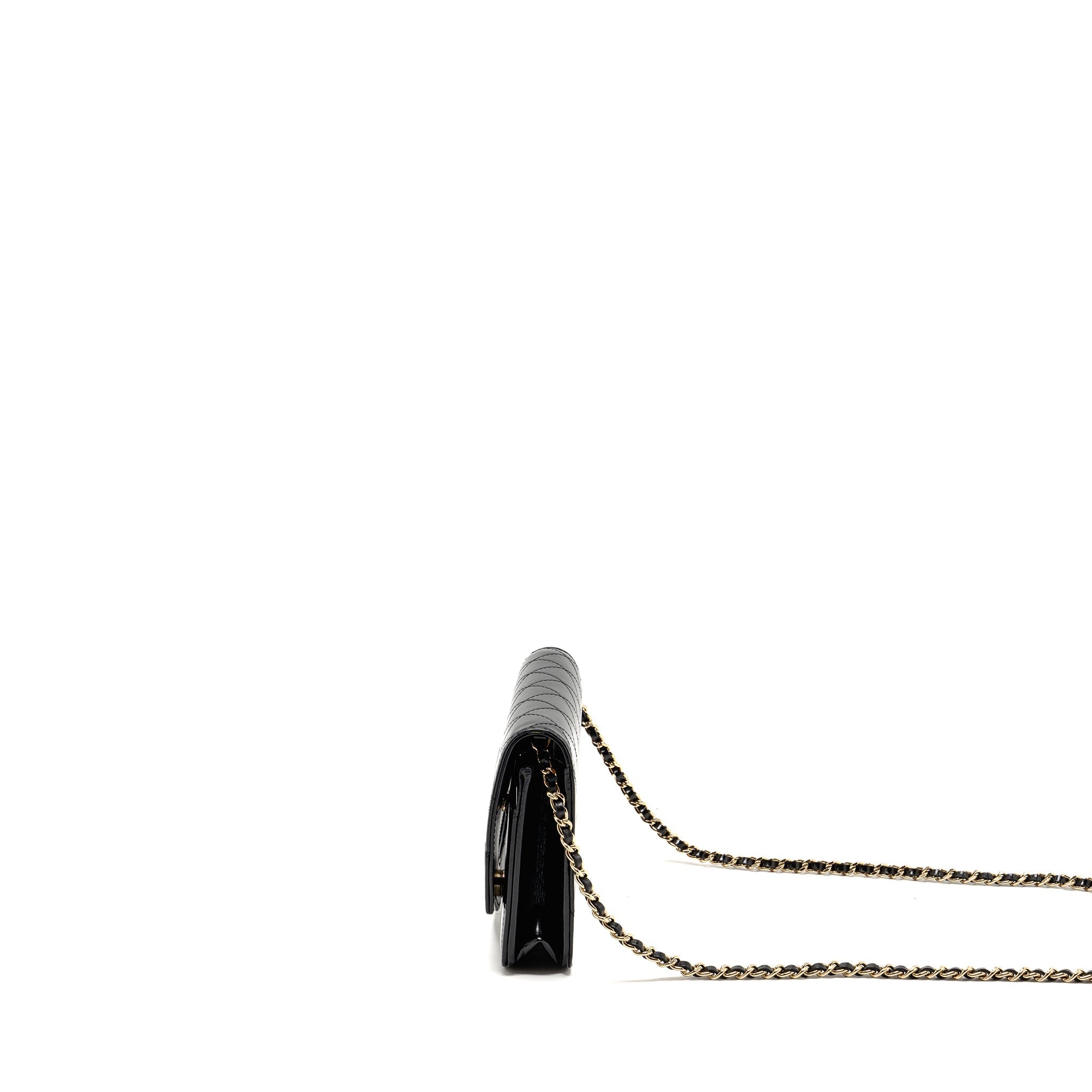 CHANEL 24C 31 WALLET ON CHAIN SHINY CALFSKIN BLACK LGHW (MICROCHIP)