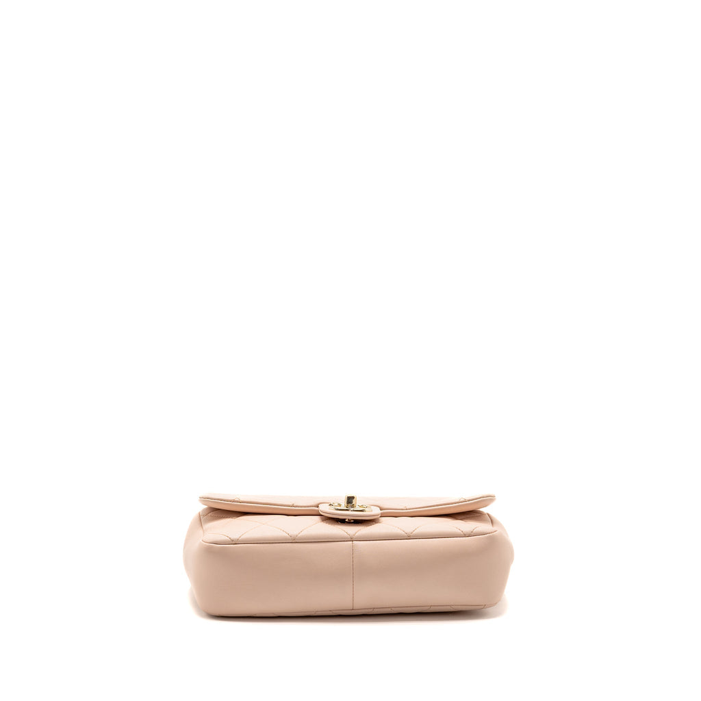 CHANEL GIANT TOP HANDLE RECTANGULAR FLAP BAG LAMBSKIN PINK LGHW (MICROCHIP)