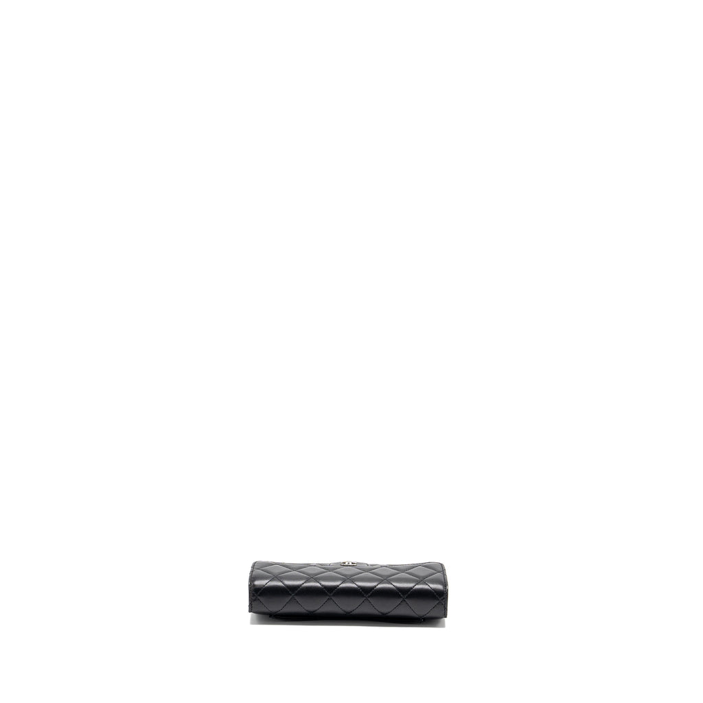 CHANEL CLASSIC COMPACT LONG WALLET LAMBSKIN BLACK SHW