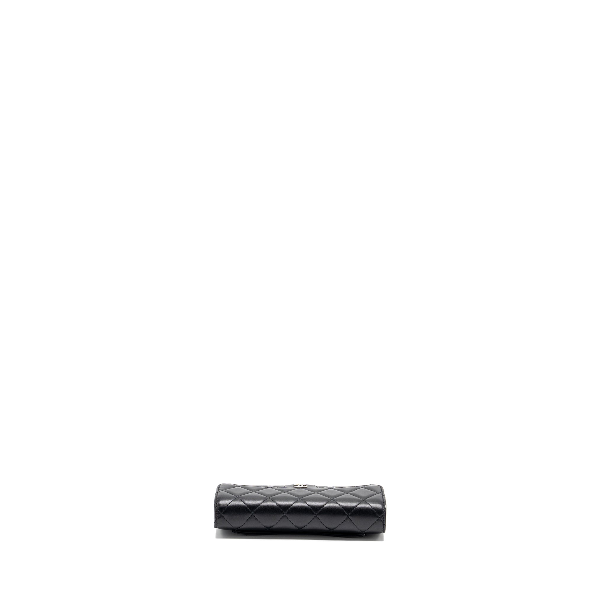CHANEL CLASSIC COMPACT LONG WALLET LAMBSKIN BLACK SHW