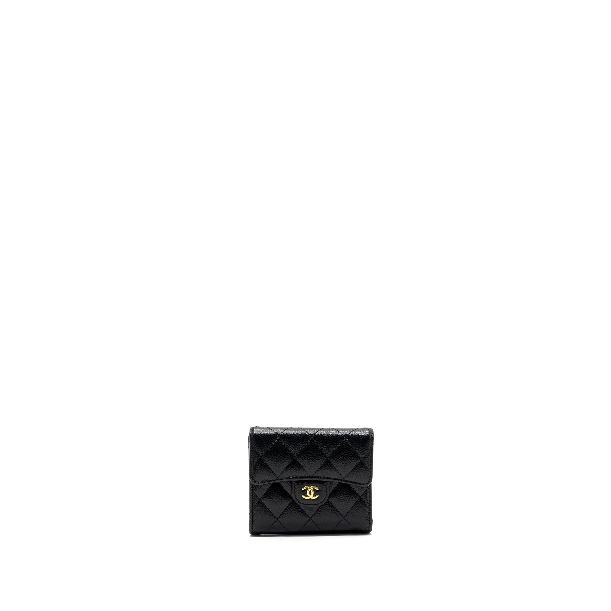 CHANEL CLASSIC COMPACT WALLET CAVIAR BLACK GHW(MICROCHIP)