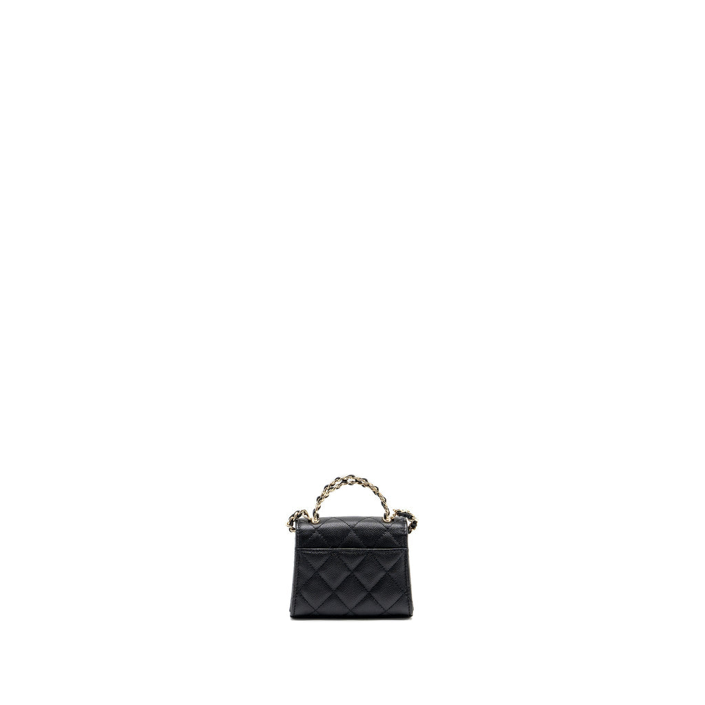 CHANEL TOP HANDLE MINI FLAP BAG CAVIAR BLACK LGHW (MICROCHIP)