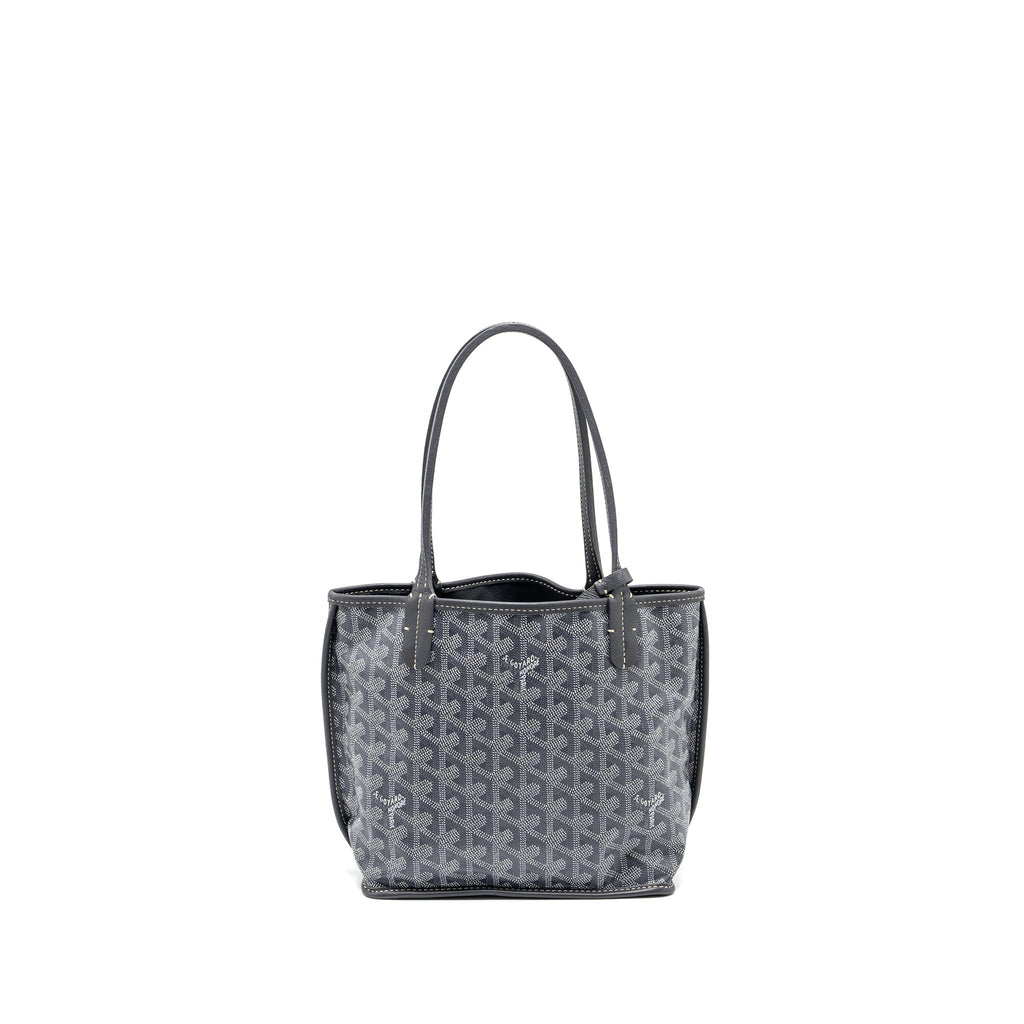 GOYARD MINI ANJOU TOTE BAG  GOYARDLINE CANVAS / LEATHER GREY SHW
