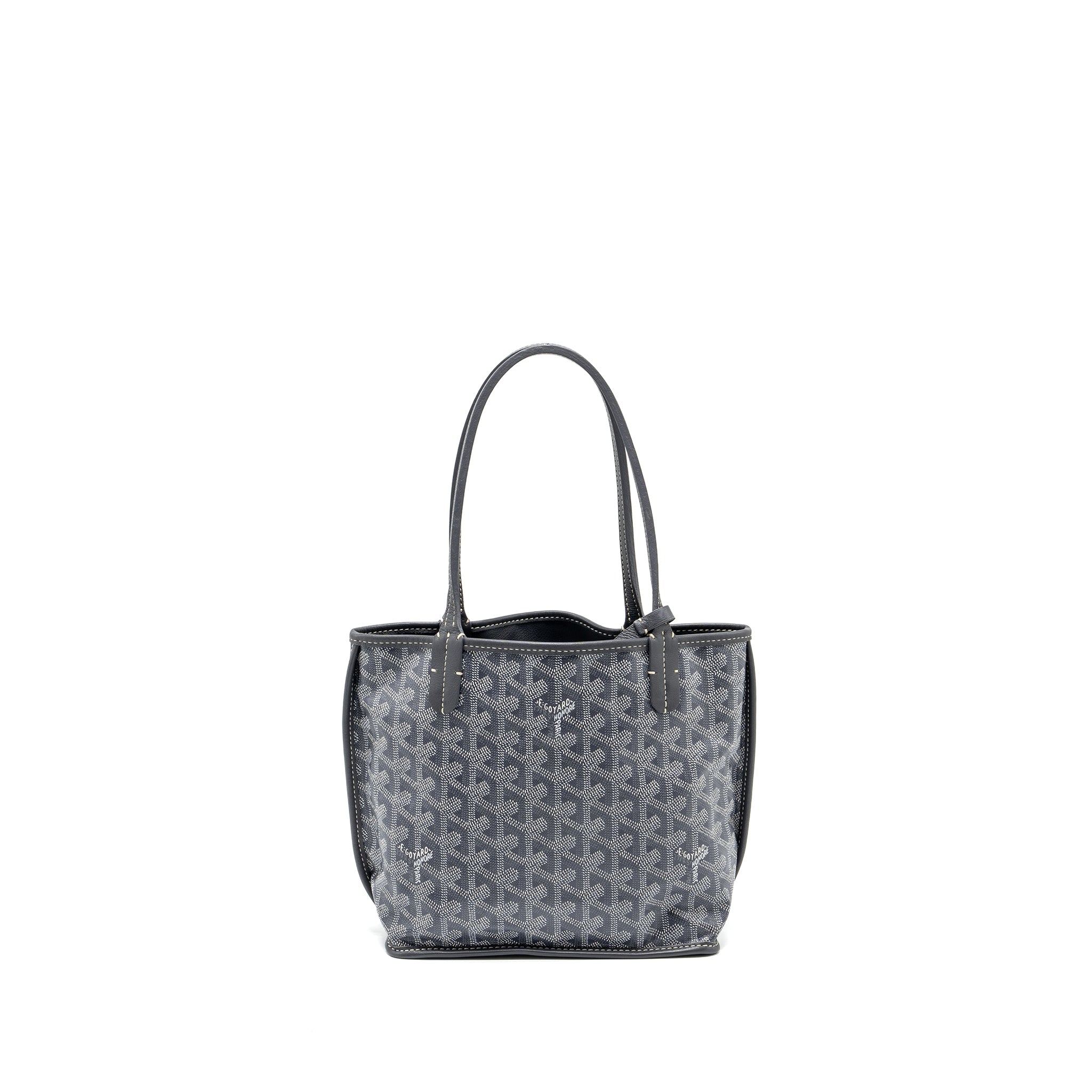 GOYARD MINI ANJOU TOTE BAG  GOYARDLINE CANVAS / LEATHER GREY SHW