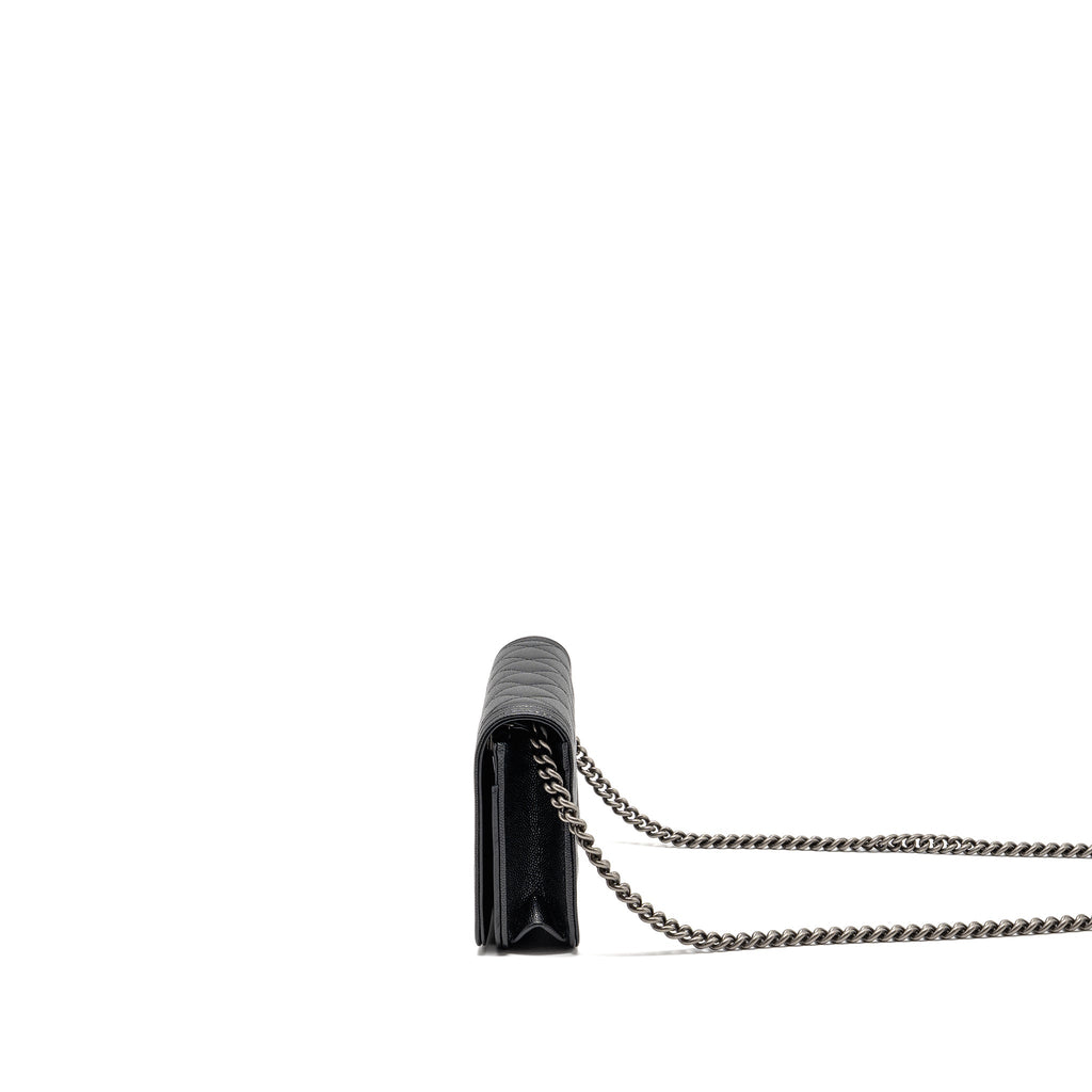 CHANEL BOY WALLET ON CHAIN CAVIAR BLACK RUTHENIUM SHW (MICROCHIP)