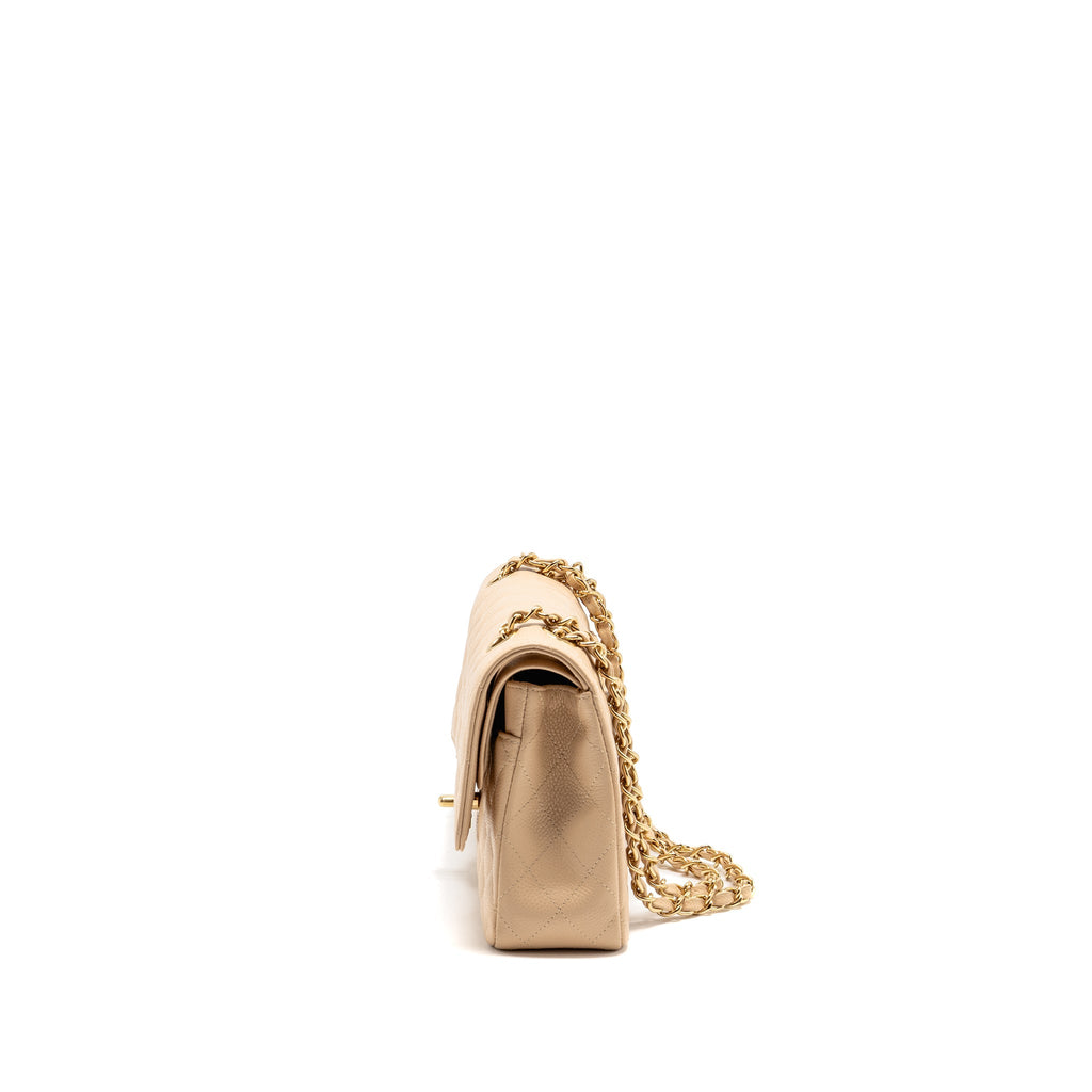 CHANEL MEDIUM CLASSIC DOUBLE FLAP BAG CAVIAR BEIGE GHW