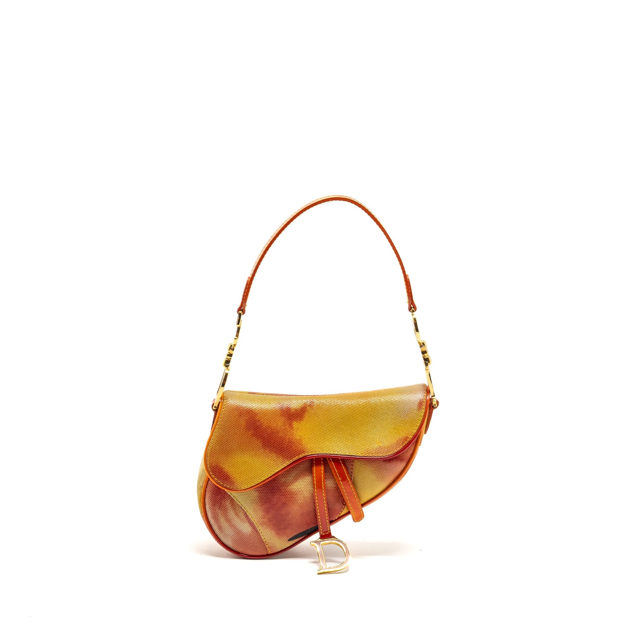 DIOR VINTAGE MINI SADDLE BAG FABRIC/LEATHER MULTICOLOUR GHW
