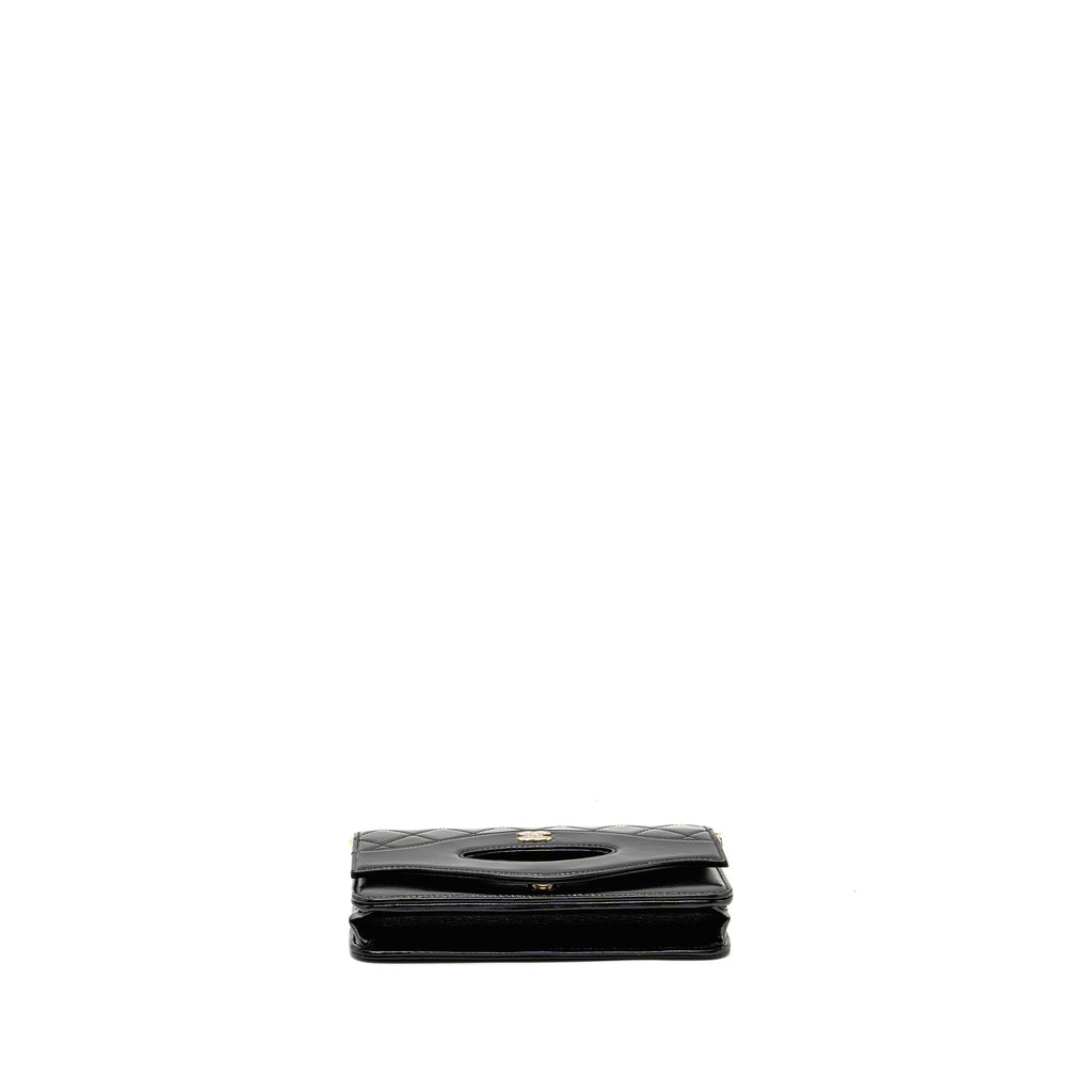 CHANEL 24C 31 WALLET ON CHAIN SHINY CALFSKIN BLACK LGHW (MICROCHIP)