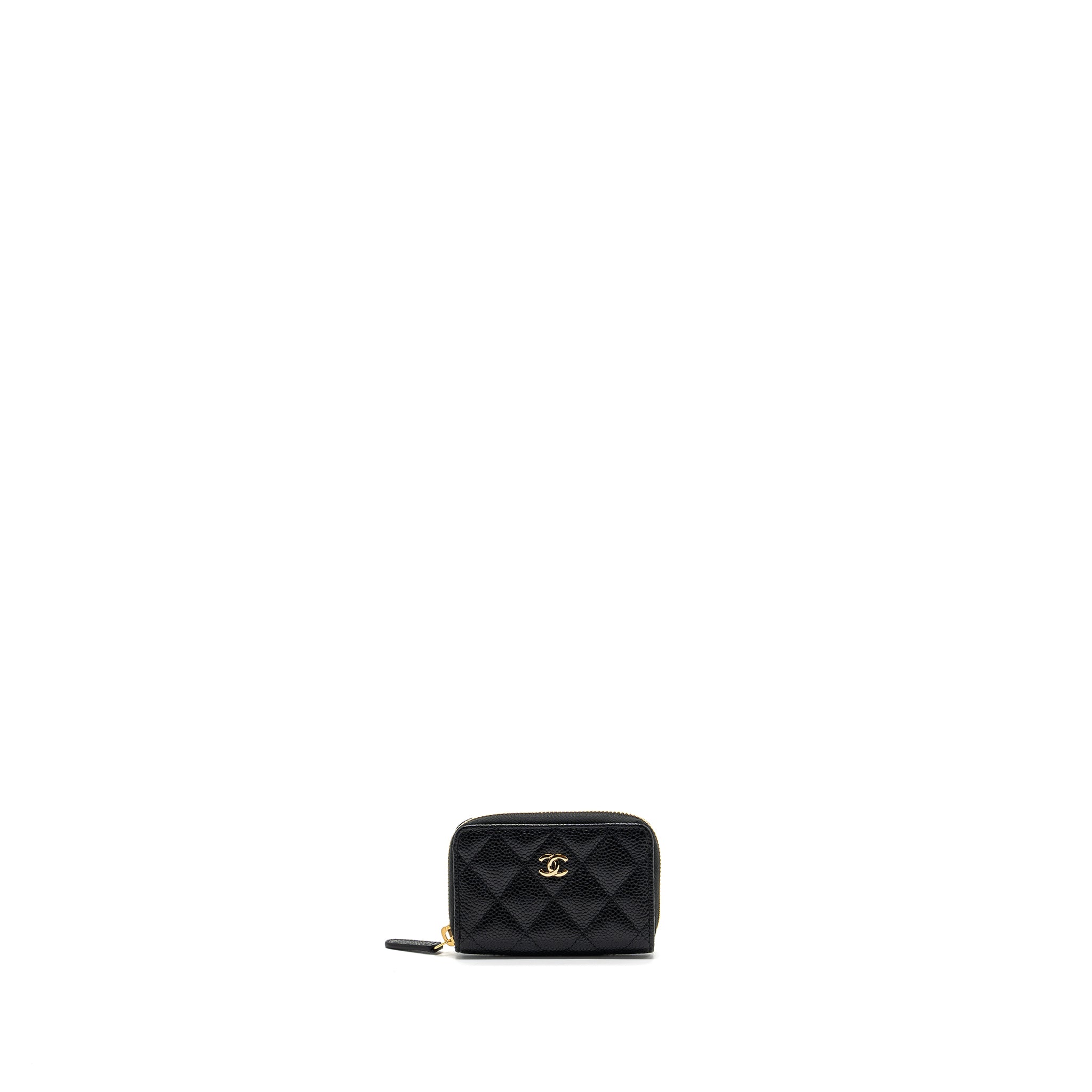 CHANEL ZIP CARD HOLDER CAVIAR BLACK GHW