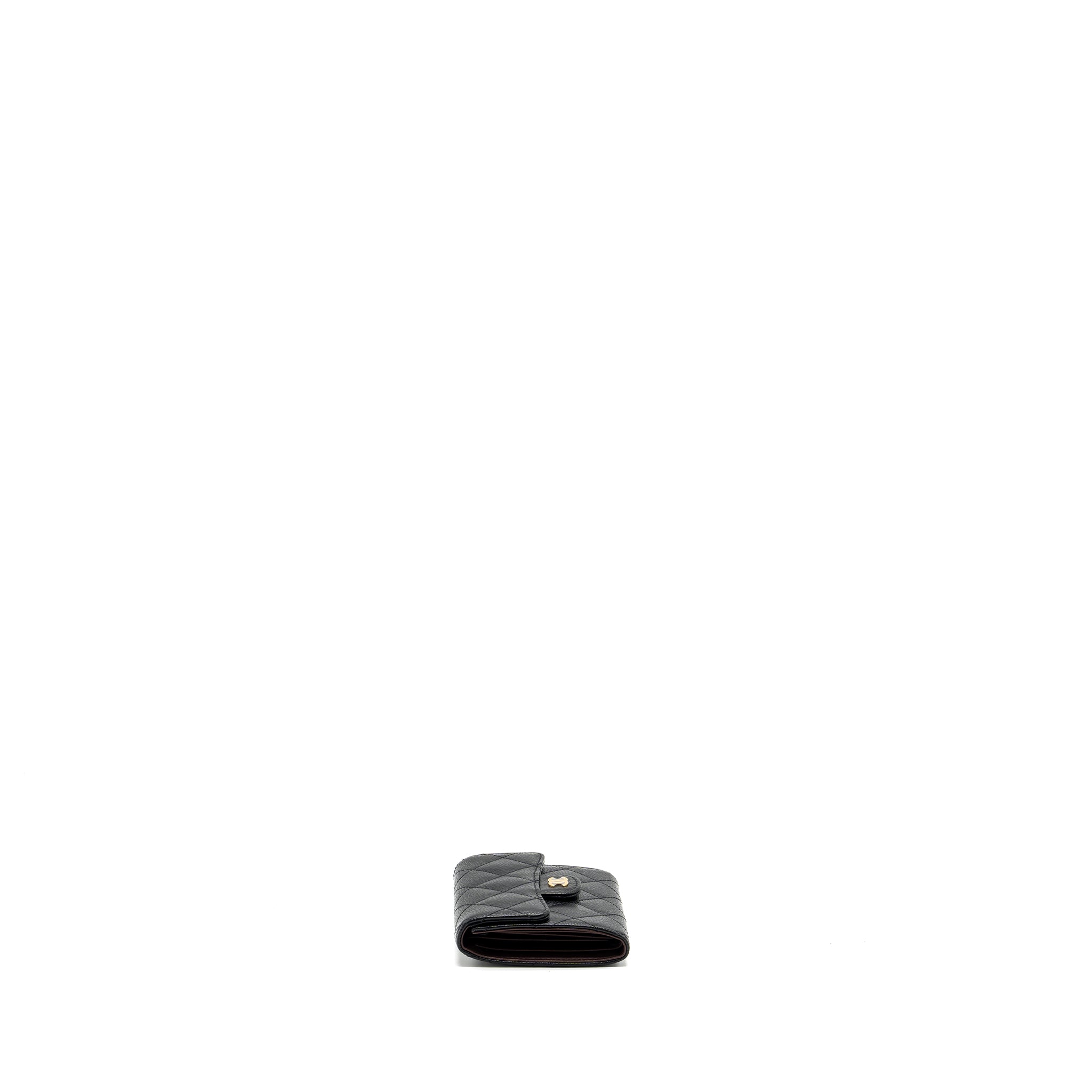 CHANEL CLASSIC COMPACT WALLET CAVIAR BLACK GHW (MICROCHIP)