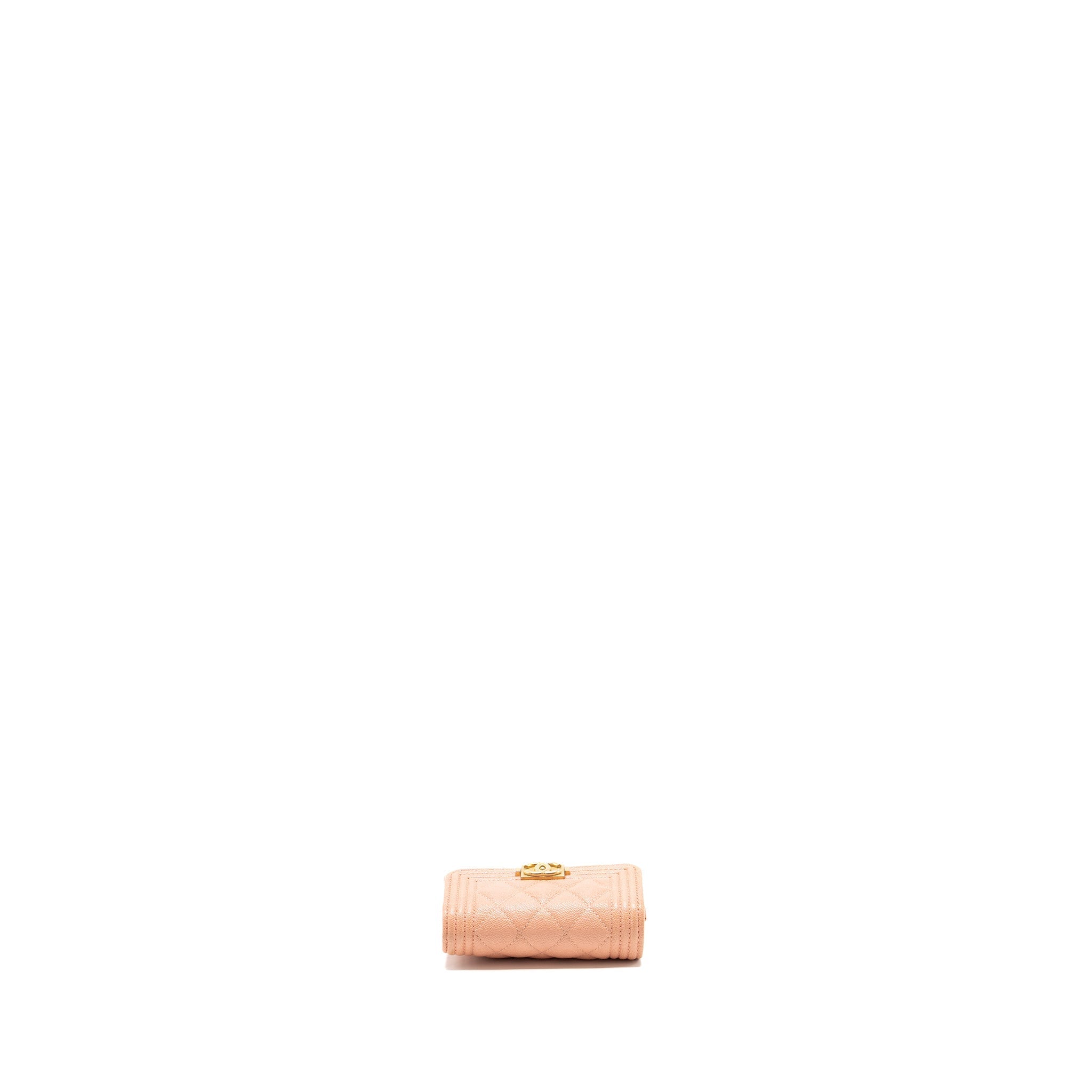 CHANEL BOY COMPACT WALLET CAVIAR PINK GHW