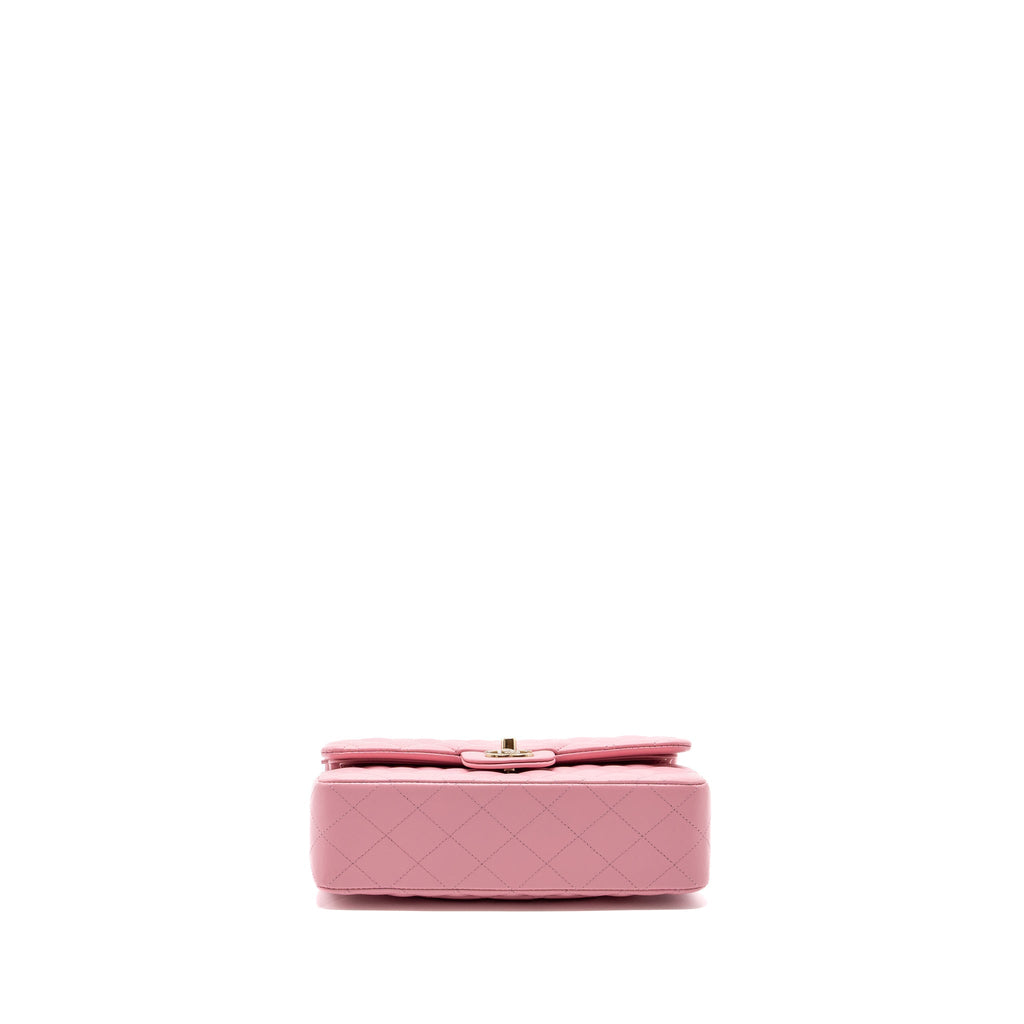 CHANEL SMALL CLASSIC DOUBLE FLAP BAG LAMBSKIN PINK LGHW(MICROCHIP)