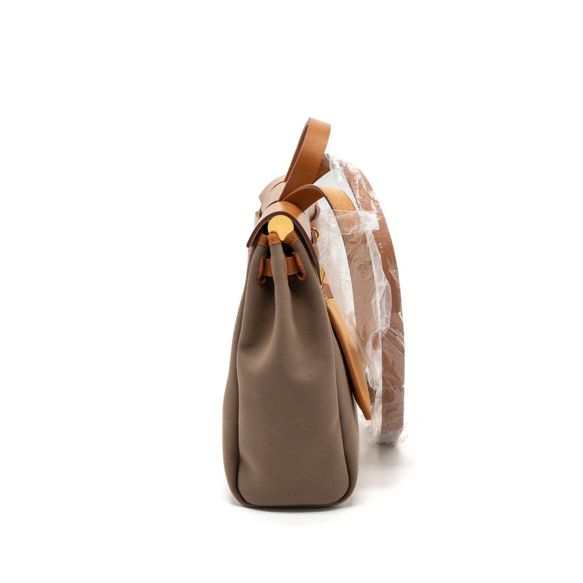 HERMES HERBAG 31 ZIP BAG CANVAS/VACHE HUNTER ETOUPE-DUNE/FAUVE GHW