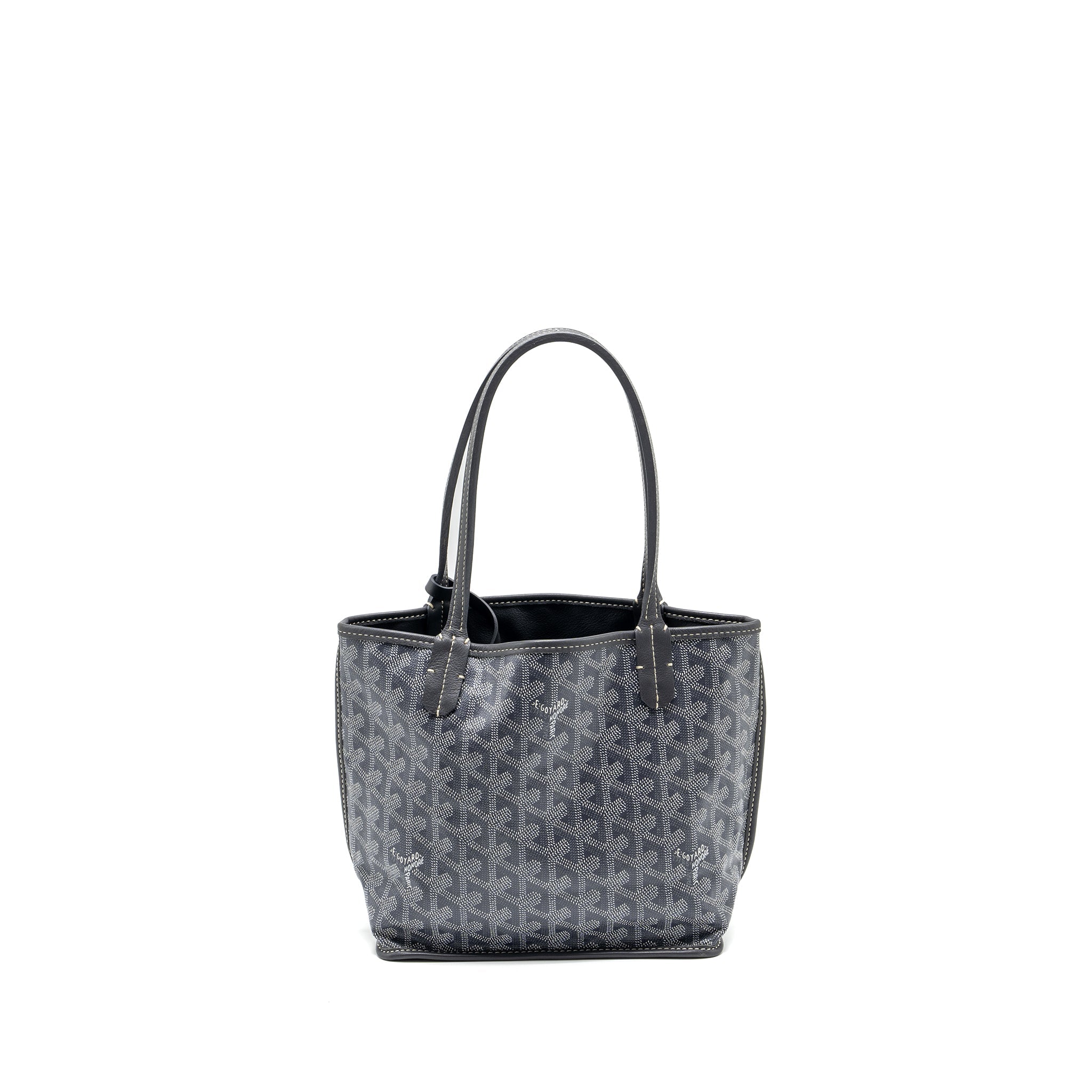 GOYARD MINI ANJOU TOTE BAG  GOYARDLINE CANVAS / LEATHER GREY SHW