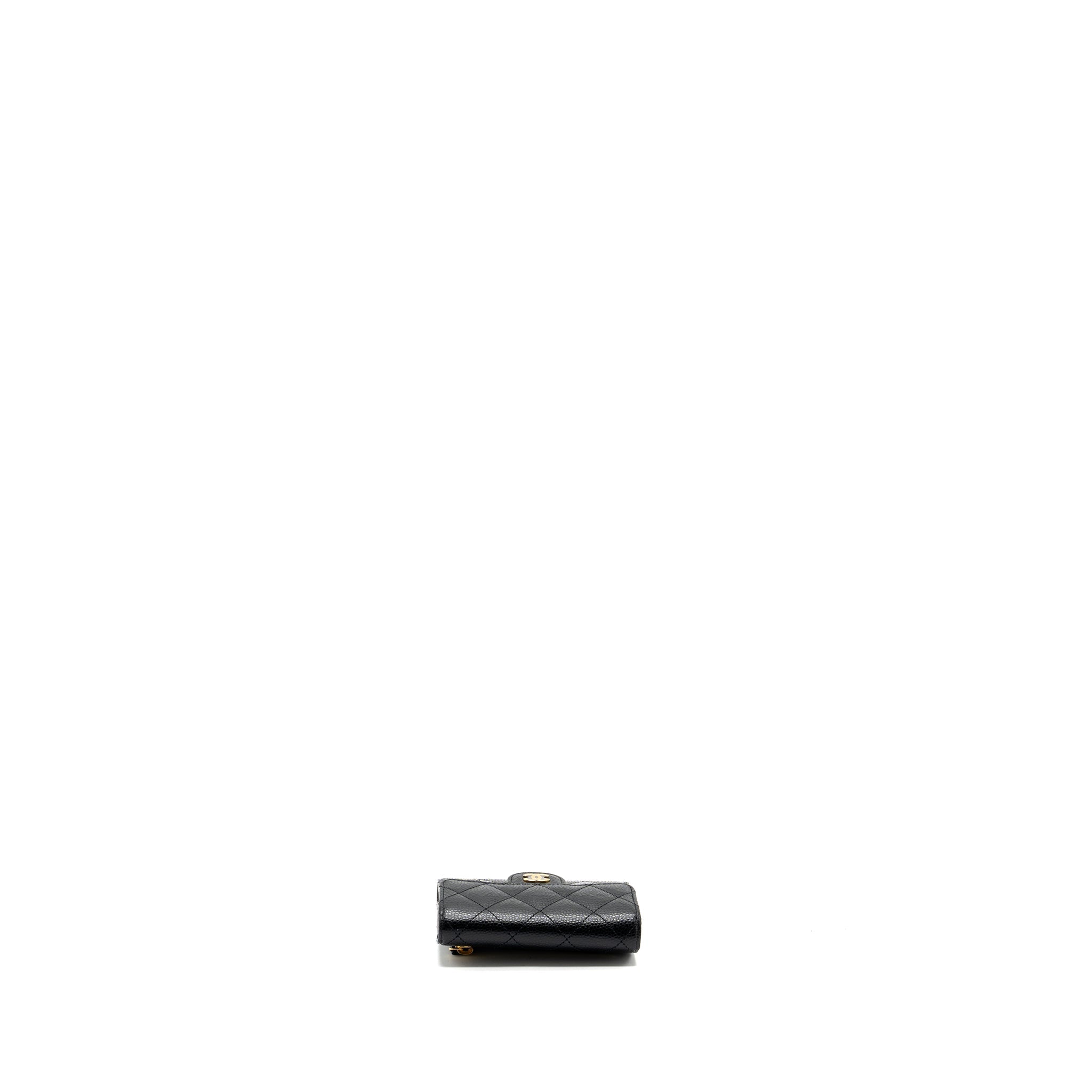 CHANEL CLASSIC COMPACT WALLET CAVIAR BLACK GHW (MICROCHIP)
