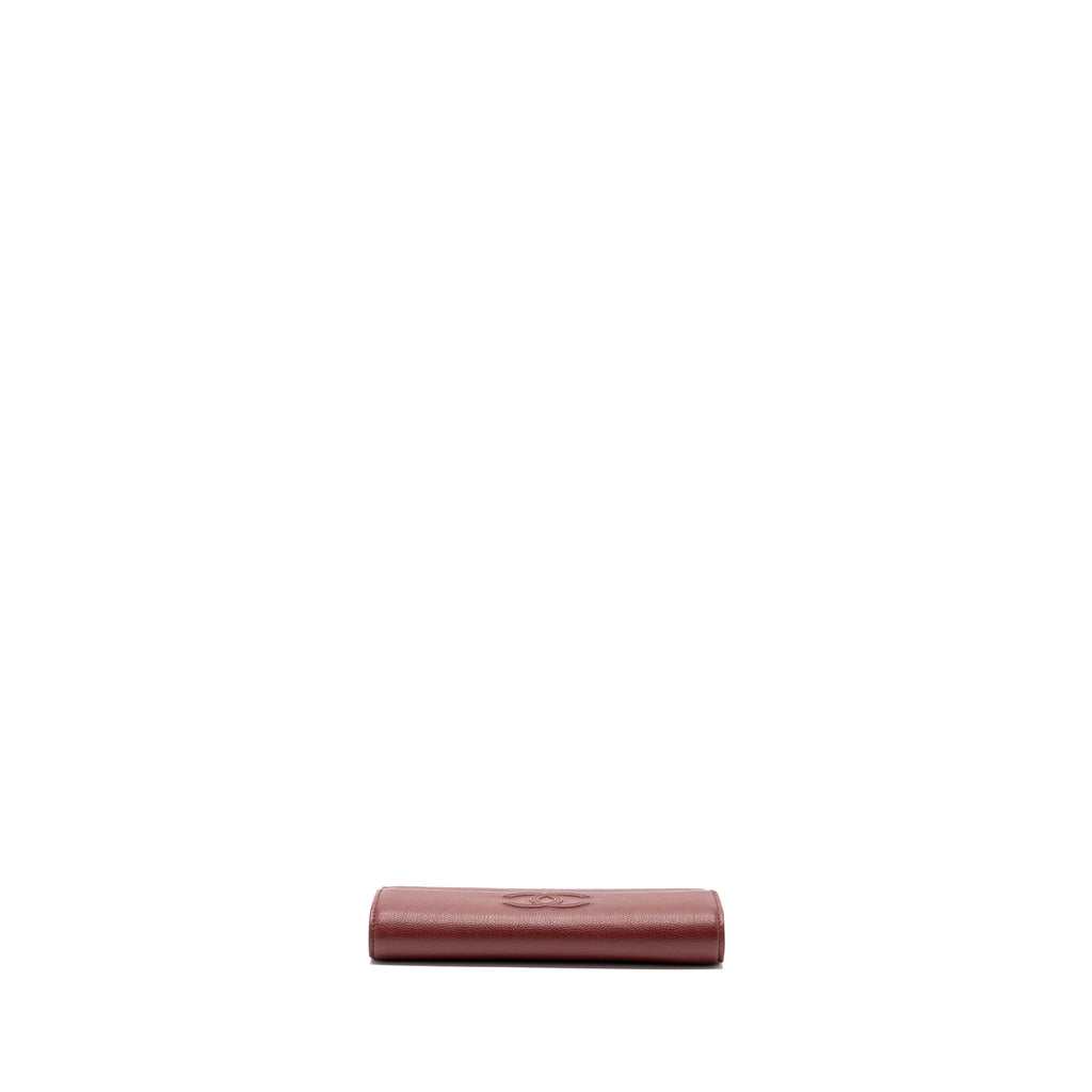 CHANEL FLAP LONG WALLET CALFSKIN RED GHW